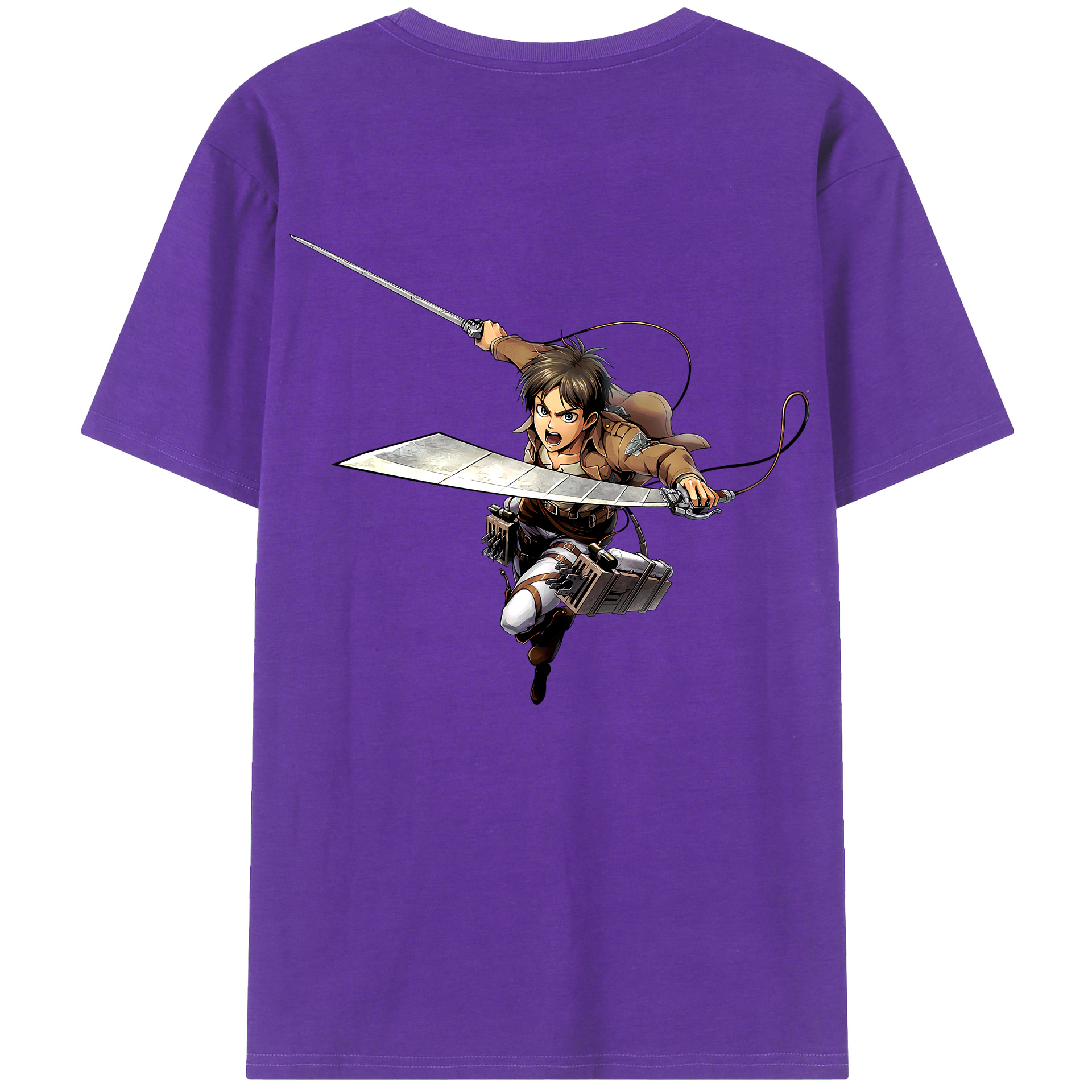 （画像用） 進撃の巨人 エレン･イェーガー Attack on Titan Eren Jäger 綿100％ メンズ半袖Tシャツ（バックプリント） 通気性