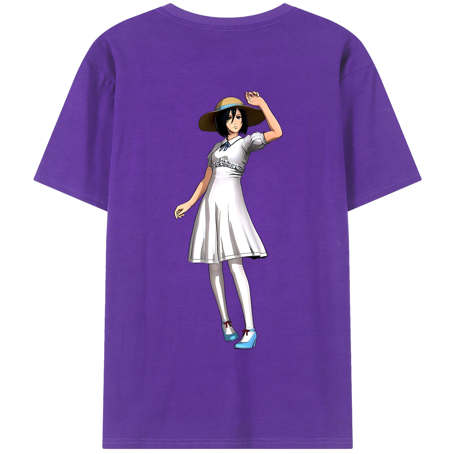 （画像用） 進撃の巨人 ミカサ·アッカーマン Attack on Titan Mikasa Ackerman 綿100％ メンズ半袖Tシャツ（バックプリント） 通気性