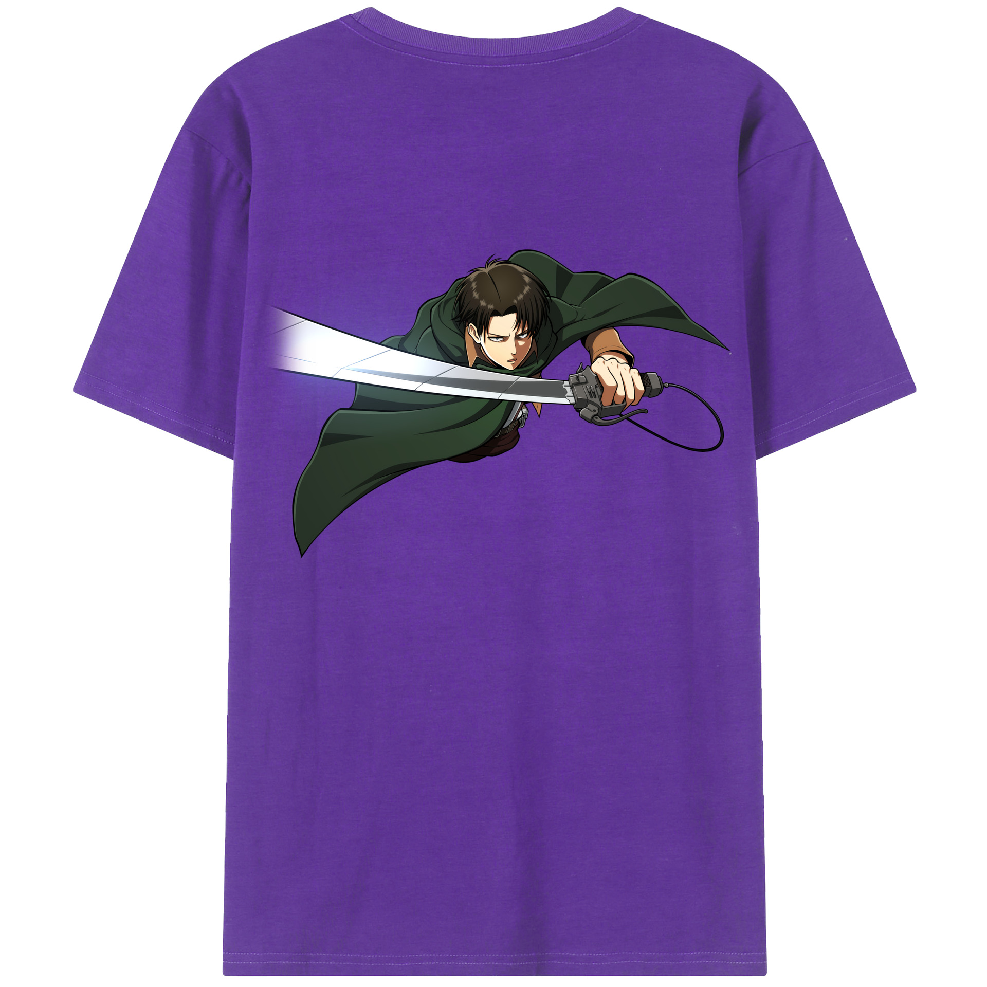（画像用） 進撃の巨人 リヴァイ·アッカーマン Attack on Titan Levi Ackerman 綿100％ メンズ半袖Tシャツ（バックプリント） 通気性