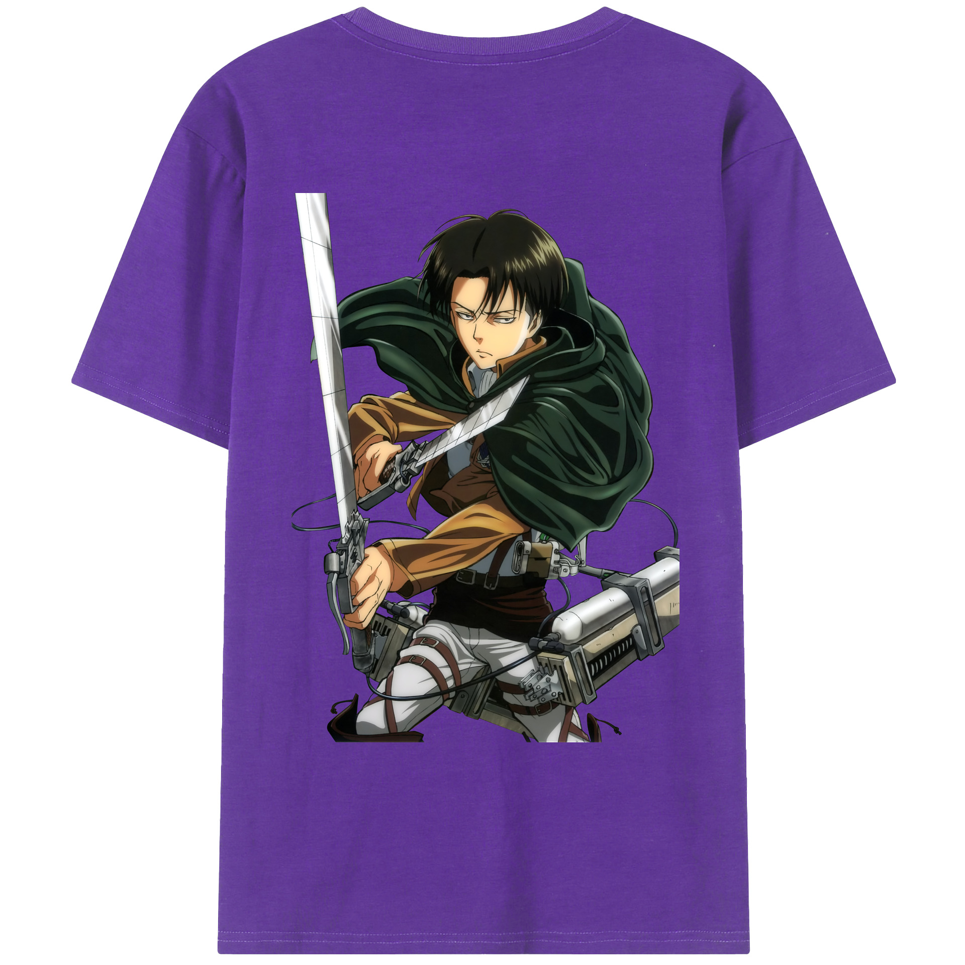 （画像用） 進撃の巨人 リヴァイ·アッカーマン Attack on Titan Levi Ackerman 綿100％ メンズ半袖Tシャツ（バックプリント） 通気性