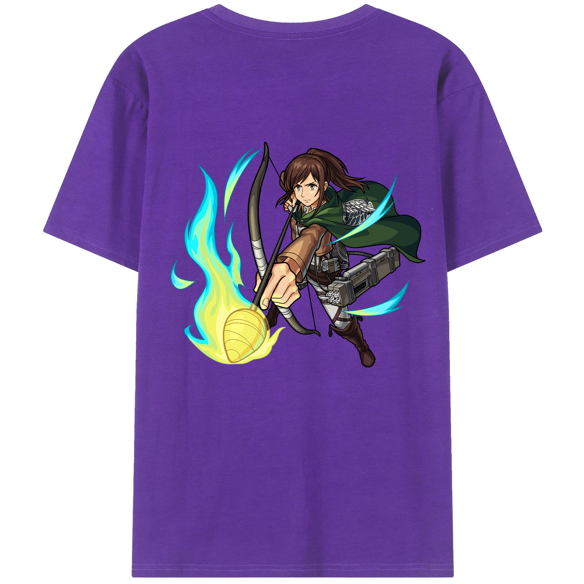 （画像用） 進撃の巨人 サシャ·ブラウス Attack on Titan Sasha Blaus 綿100％ メンズ半袖Tシャツ（バックプリント） 通気性