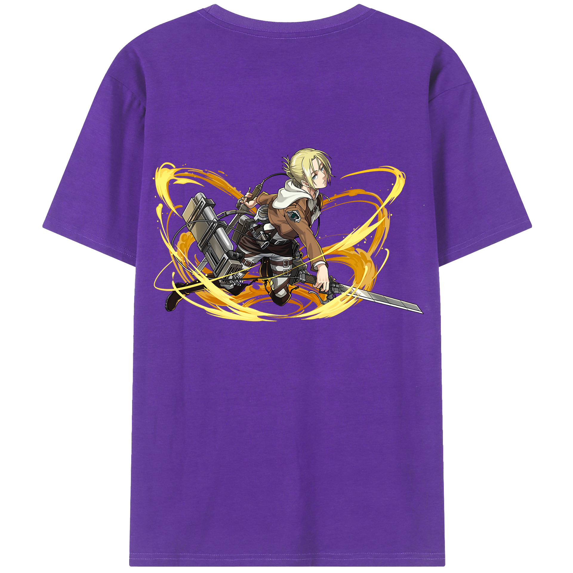 （画像用） 進撃の巨人 アニ・レオンハート Attack on Titan Annie Leonhart 綿100％ メンズ半袖Tシャツ（バックプリント） 通気性