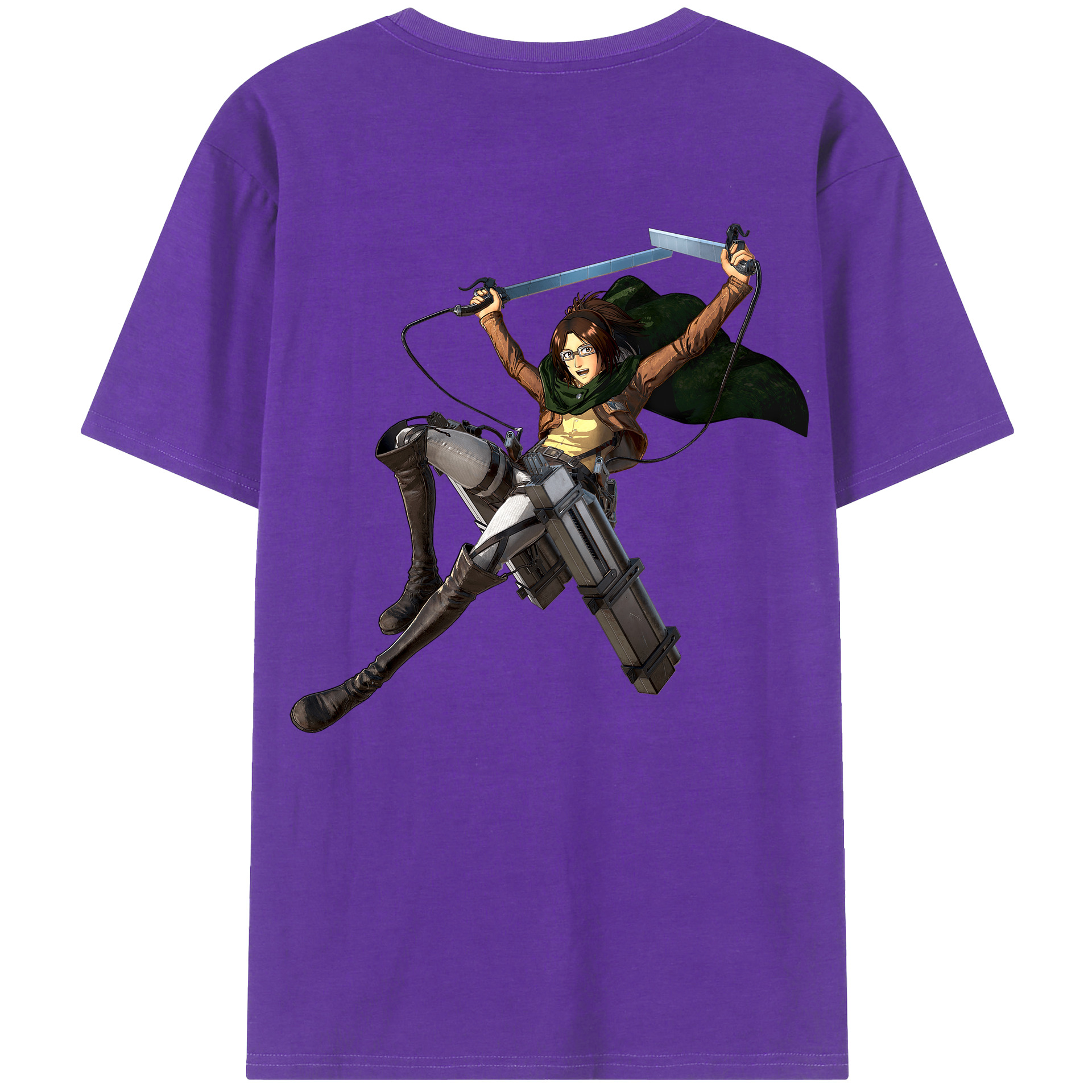 （画像用） 進撃の巨人 ハンジ·ゾエ Attack on Titan Hanji Zoe 綿100％ メンズ半袖Tシャツ（バックプリント） 通気性