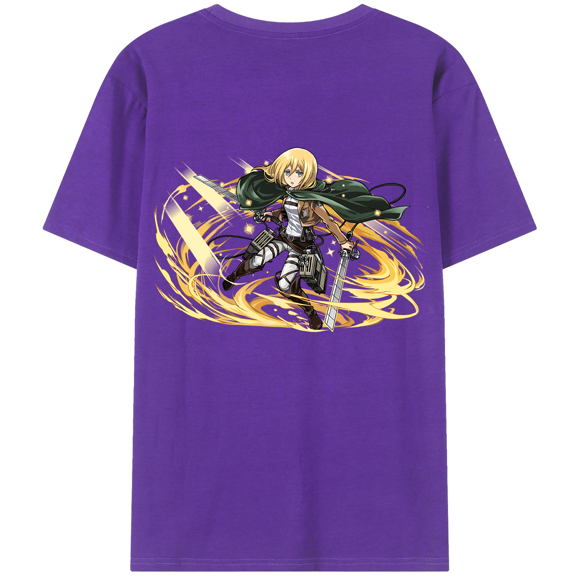（画像用） 進撃の巨人 クリスタ·レンズ Attack on Titan Christa Lenz 綿100％ メンズ半袖Tシャツ（バックプリント） 通気性