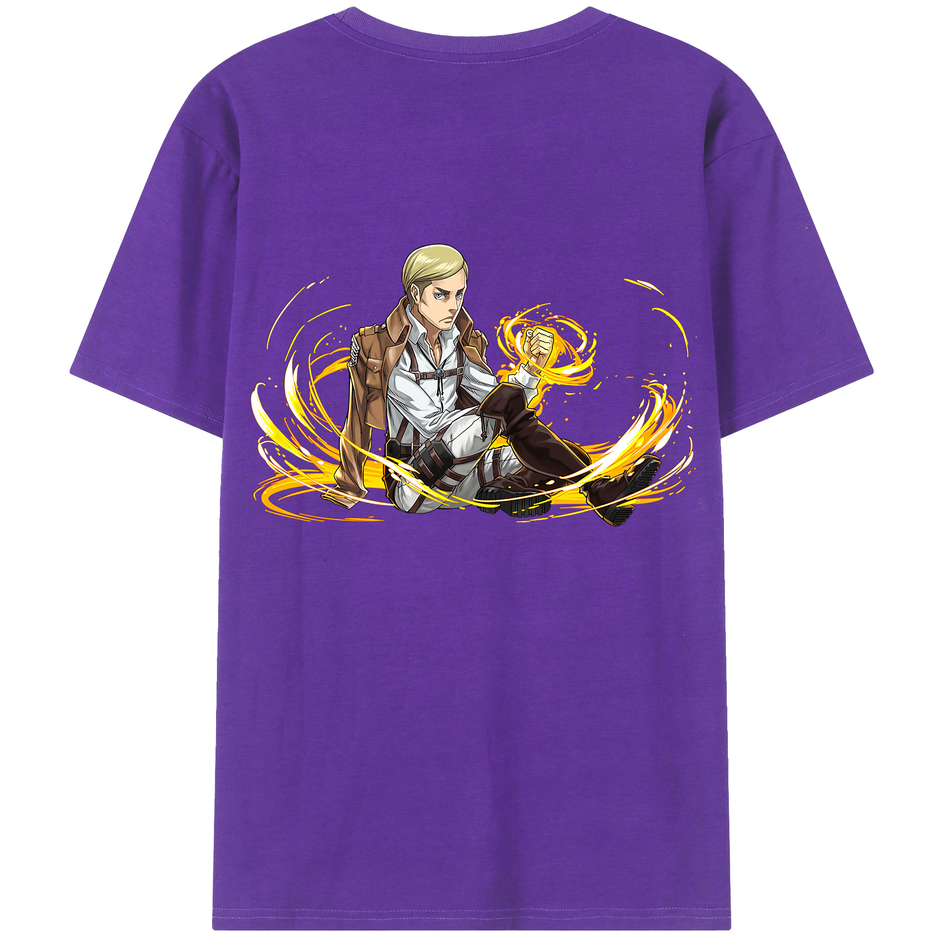 （画像用） 進撃の巨人 エルヴィン・スミス Attack on Titan Erwin Smith 綿100％ メンズ半袖Tシャツ（バックプリント） 通気性