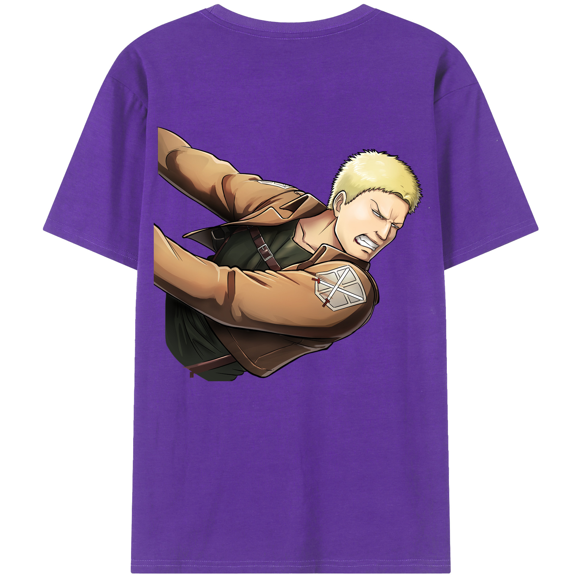 （画像用） 進撃の巨人 ライナー・ブラウン Attack on Titan Reiner Braun 綿100％ メンズ半袖Tシャツ（バックプリント） 通気性