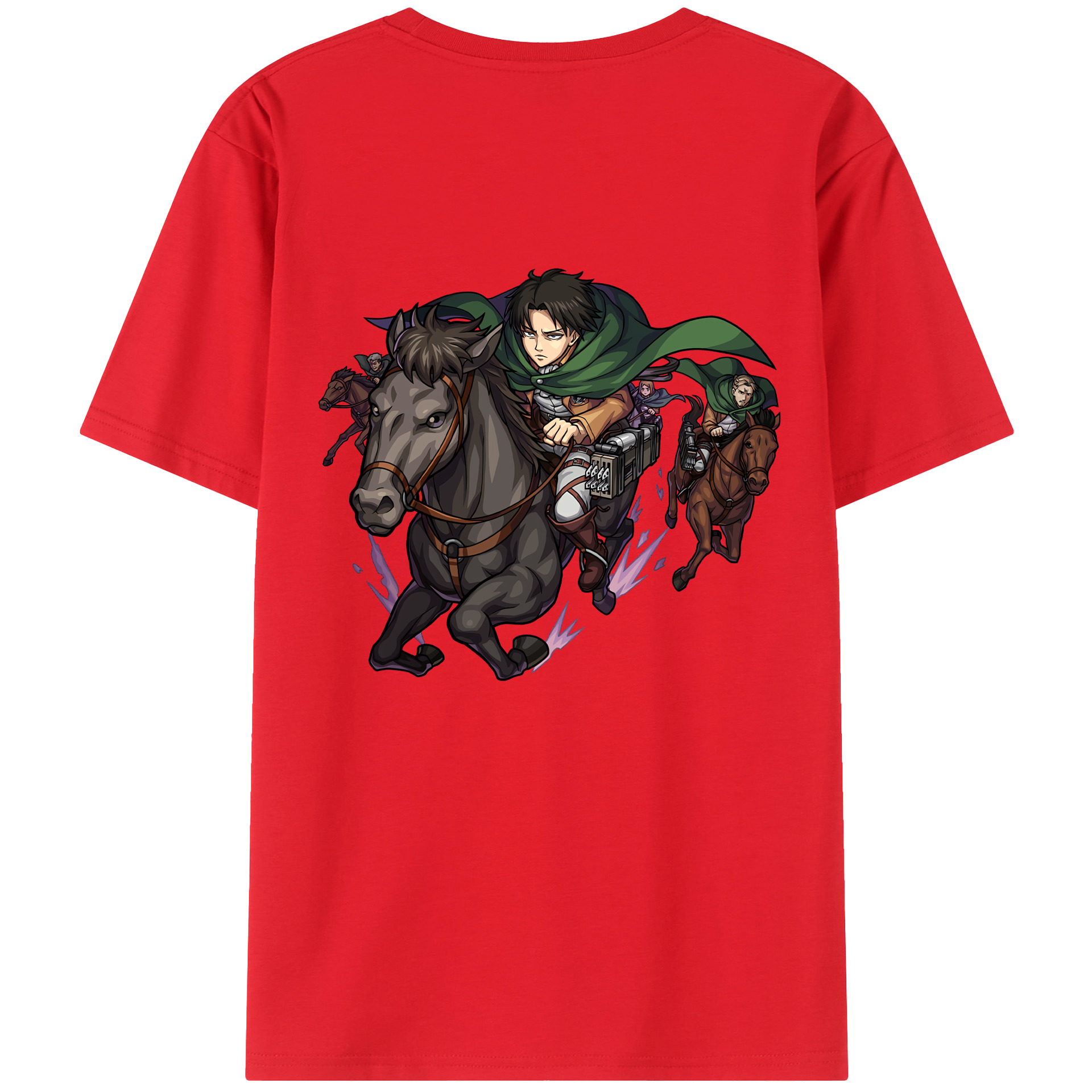 （画像用） 進撃の巨人 リヴァイ·アッカーマン Attack on Titan Levi Ackerman 綿100％ メンズ半袖Tシャツ（バックプリント） 通気性