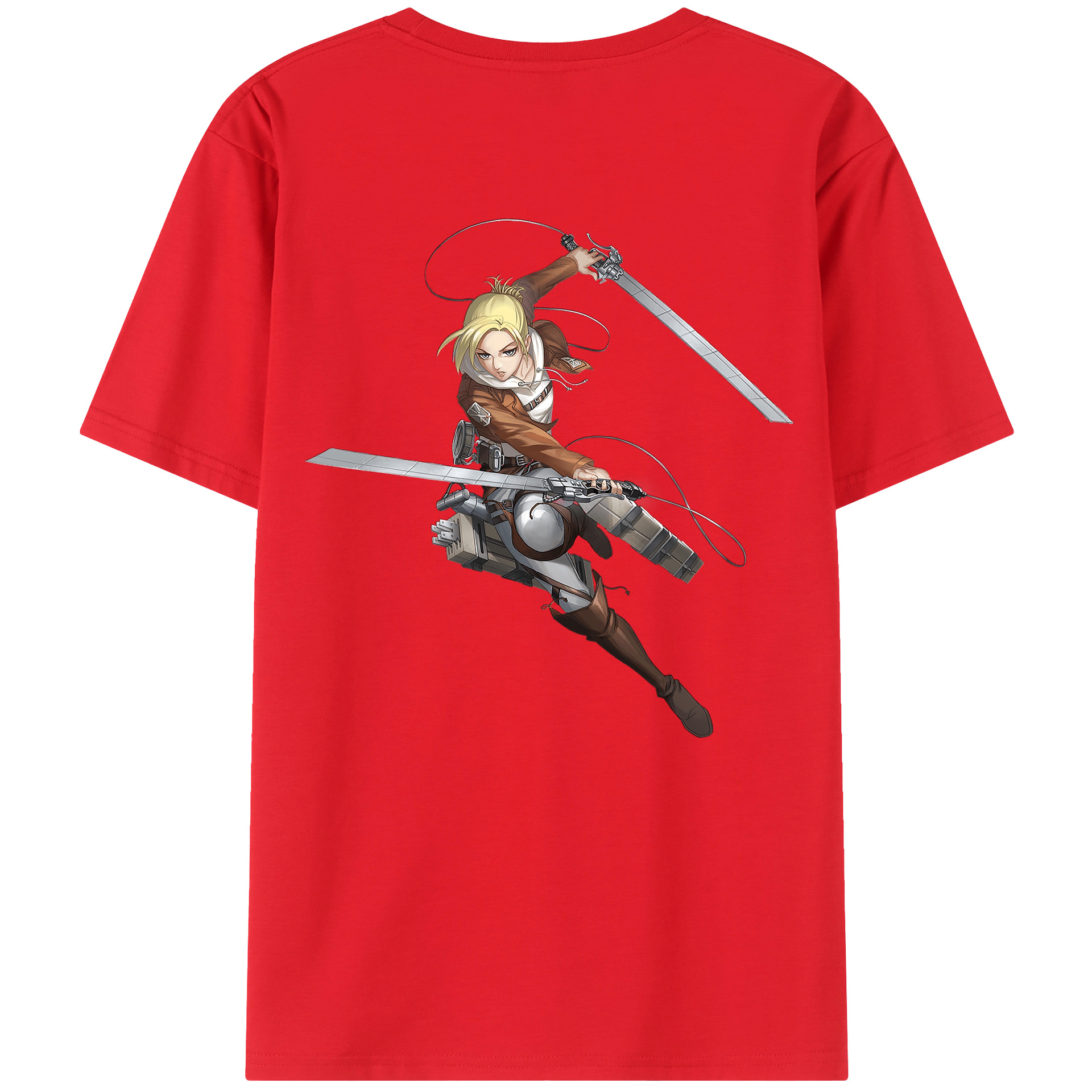 （画像用） 進撃の巨人 アニ・レオンハート Attack on Titan Annie Leonhart 綿100％ メンズ半袖Tシャツ（バックプリント） 通気性