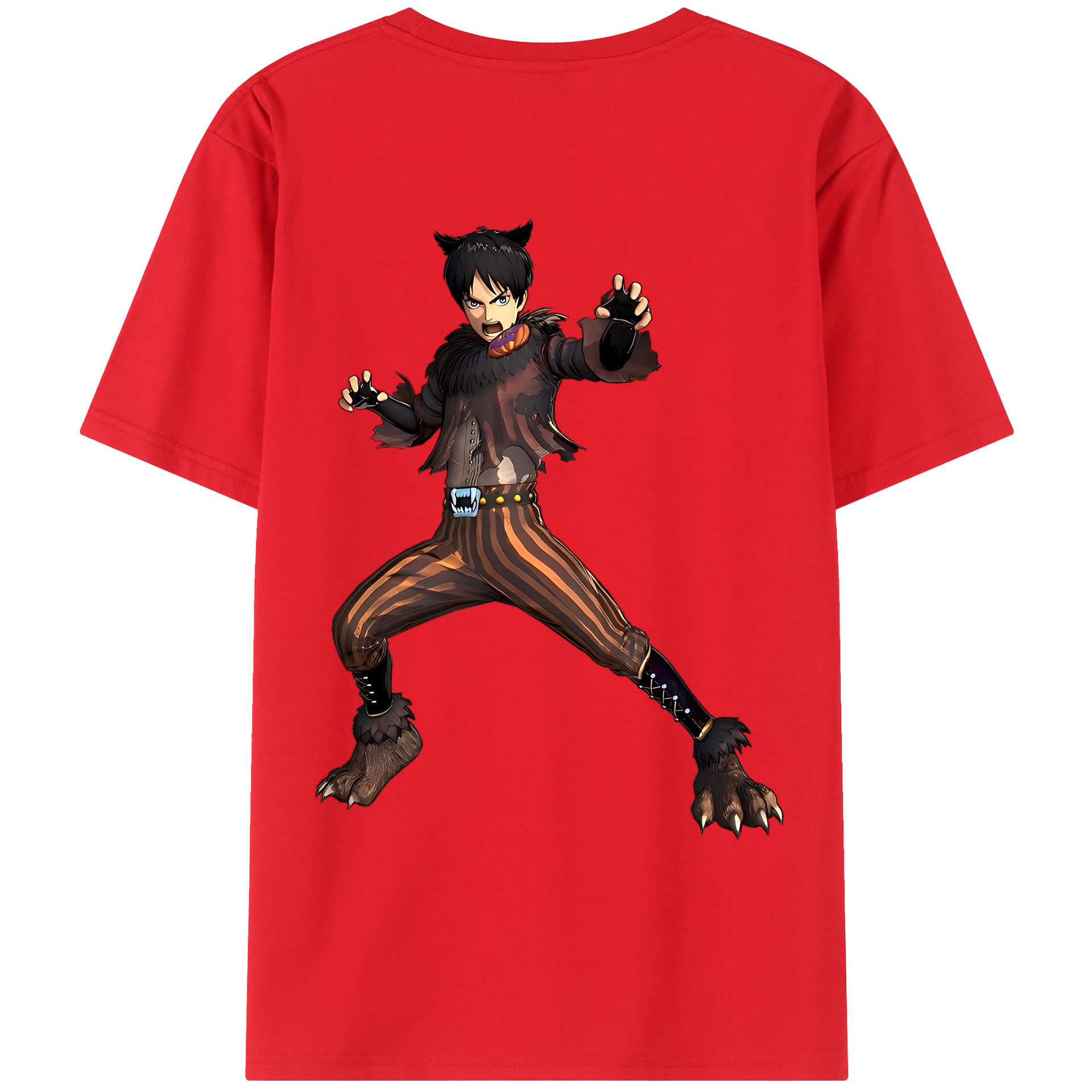 （画像用） 進撃の巨人 エレン･イェーガー Attack on Titan Eren Jäger 綿100％ メンズ半袖Tシャツ（バックプリント） 通気性