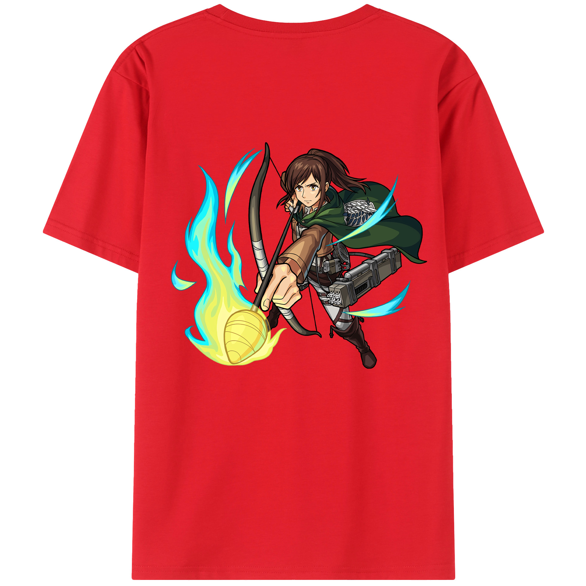 （画像用） 進撃の巨人 サシャ·ブラウス Attack on Titan Sasha Blaus 綿100％ メンズ半袖Tシャツ（バックプリント） 通気性