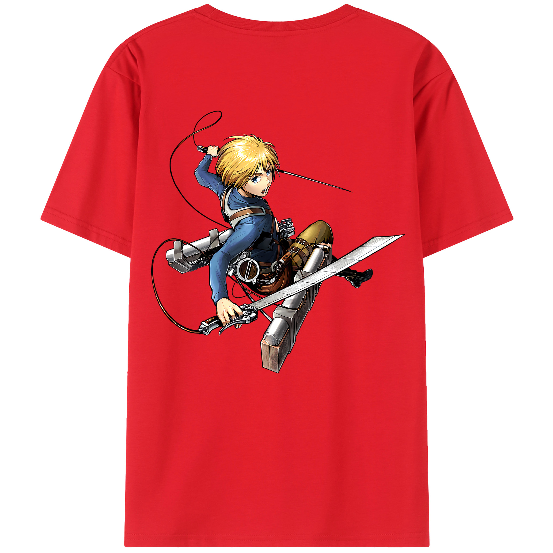 （画像用） 進撃の巨人 アルミン·アルレルト Attack on Titan Armin Arlert 綿100％ メンズ半袖Tシャツ（バックプリント） 通気性