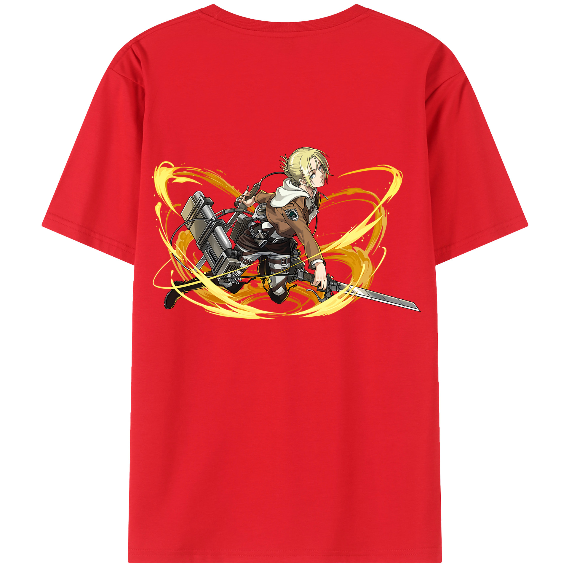 （画像用） 進撃の巨人 アニ・レオンハート Attack on Titan Annie Leonhart 綿100％ メンズ半袖Tシャツ（バックプリント） 通気性