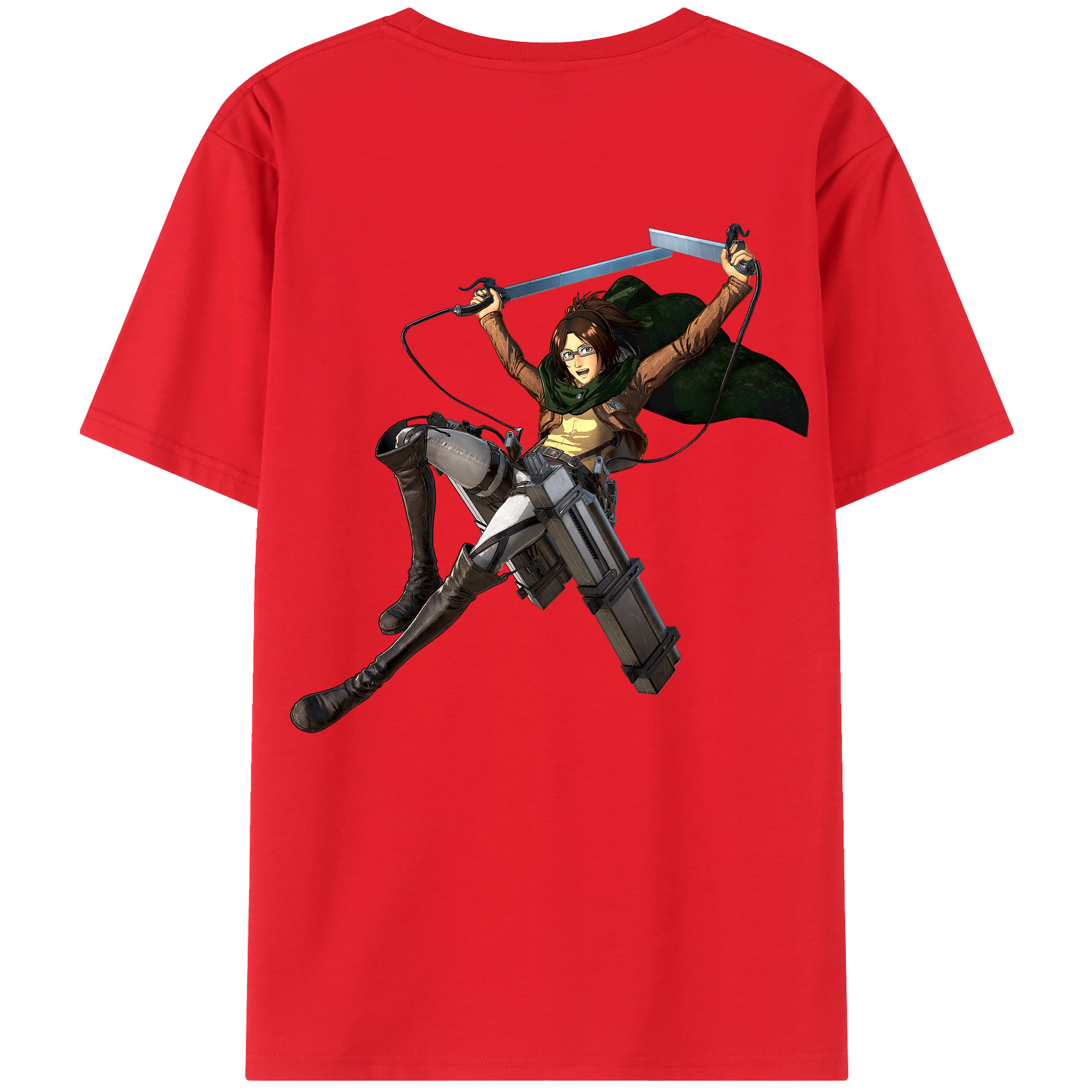 （画像用） 進撃の巨人 ハンジ·ゾエ Attack on Titan Hanji Zoe 綿100％ メンズ半袖Tシャツ（バックプリント） 通気性