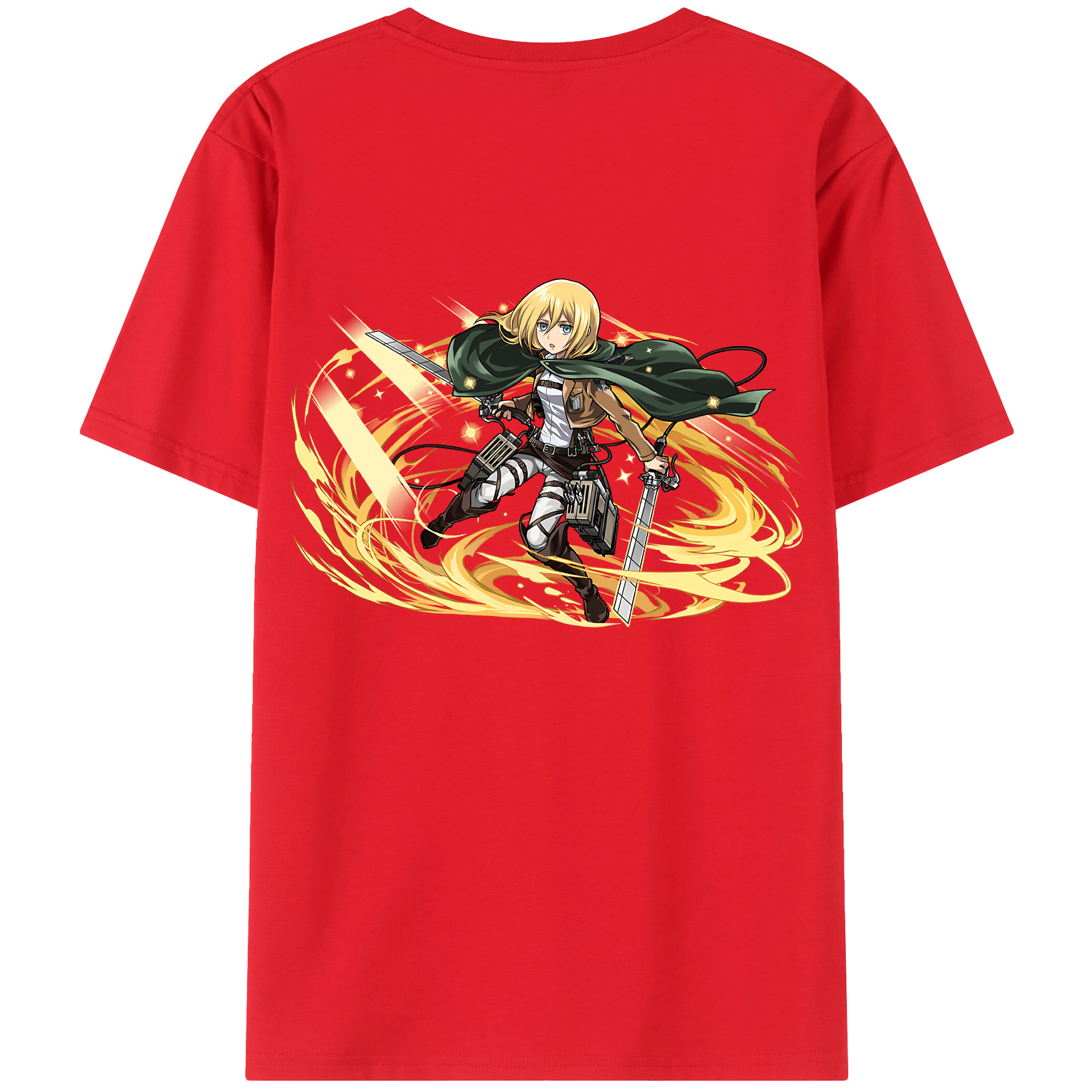 （画像用） 進撃の巨人 クリスタ·レンズ Attack on Titan Christa Lenz 綿100％ メンズ半袖Tシャツ（バックプリント） 通気性