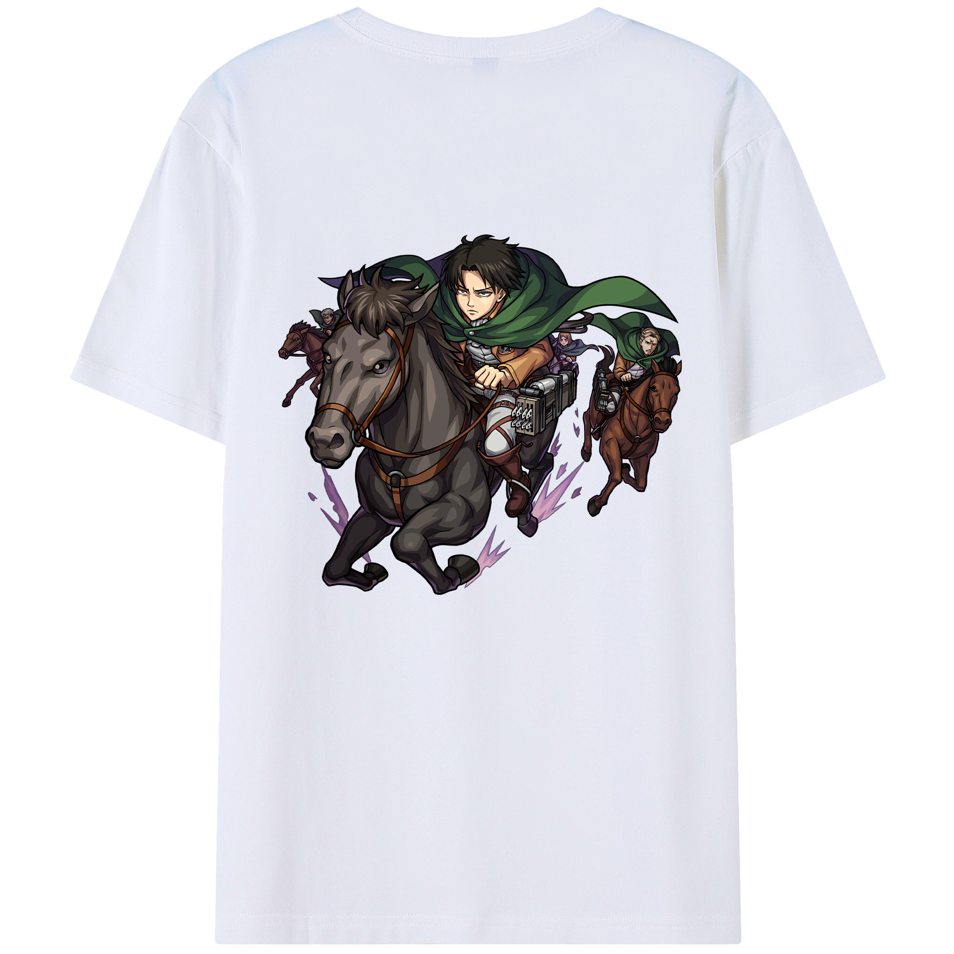 （画像用） 進撃の巨人 リヴァイ·アッカーマン Attack on Titan Levi Ackerman 綿100％ メンズ半袖Tシャツ（バックプリント） 通気性