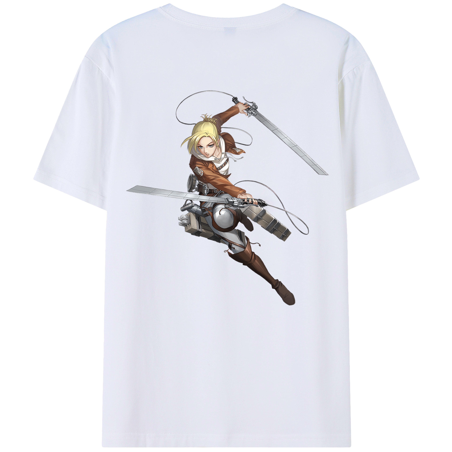 （画像用） 進撃の巨人 アニ・レオンハート Attack on Titan Annie Leonhart 綿100％ メンズ半袖Tシャツ（バックプリント） 通気性