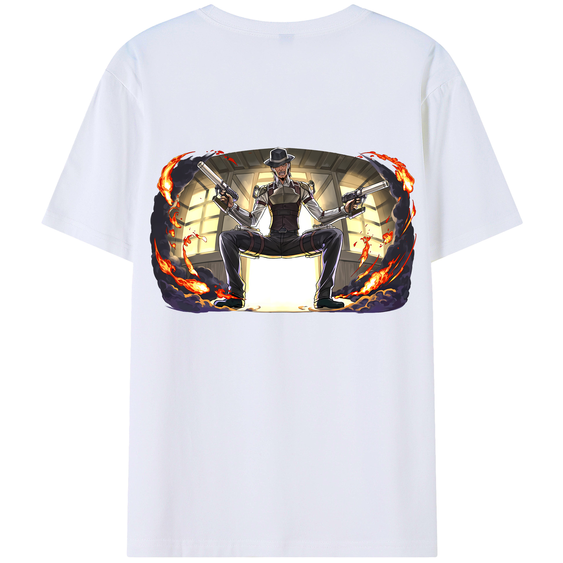 （画像用） 進撃の巨人 ケニー·アッカーマン Attack on Titan Kenny Ackerman 綿100％ メンズ半袖Tシャツ（バックプリント） 通気性