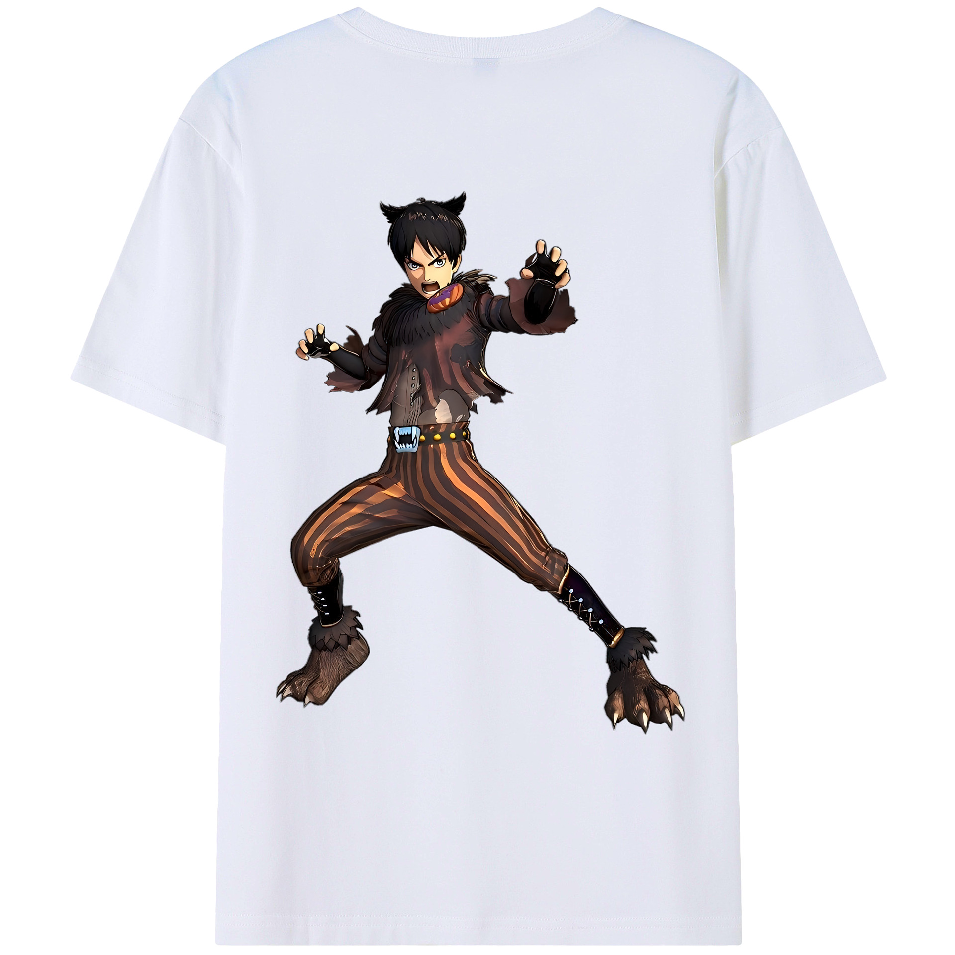 （画像用） 進撃の巨人 エレン･イェーガー Attack on Titan Eren Jäger 綿100％ メンズ半袖Tシャツ（バックプリント） 通気性