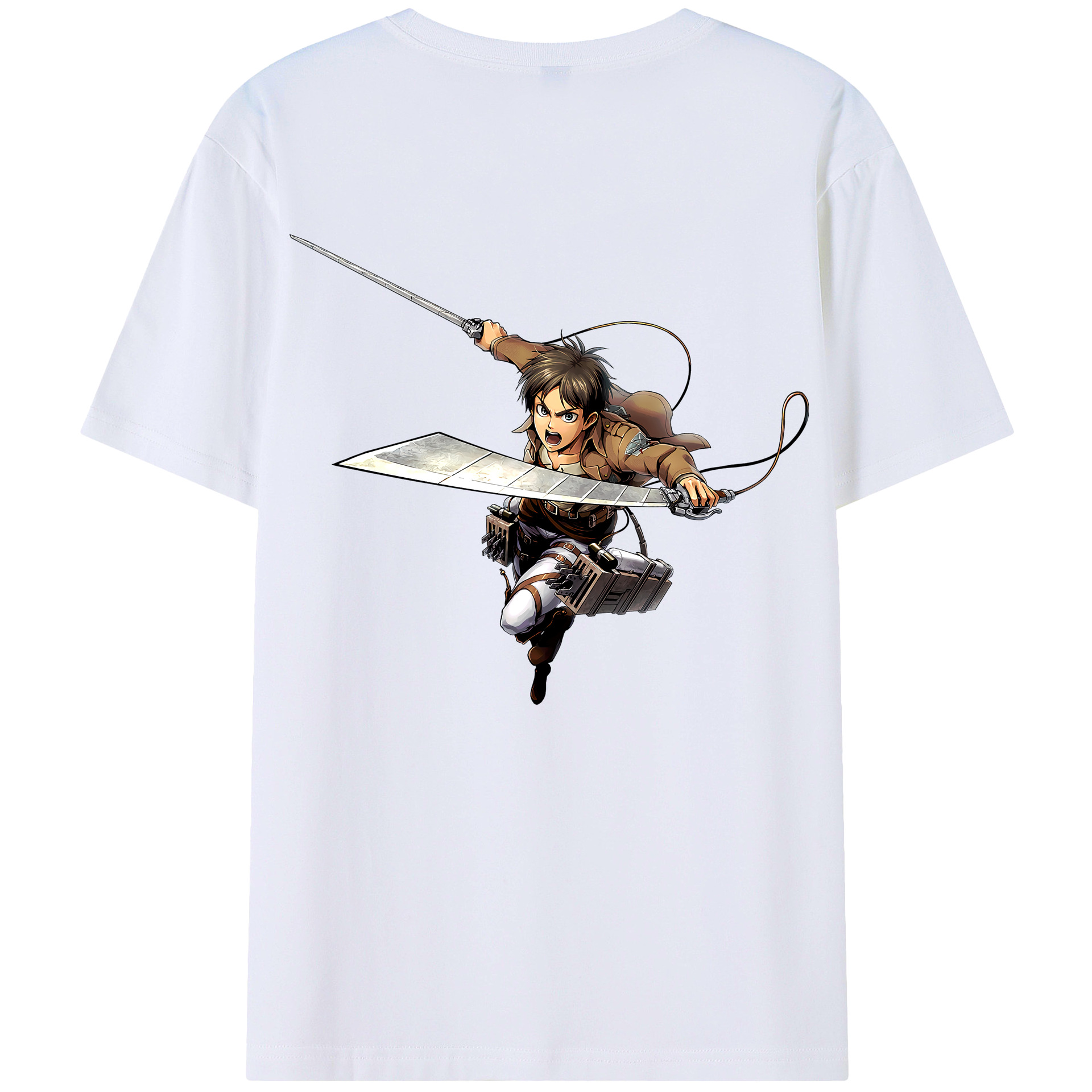 （画像用） 進撃の巨人 エレン･イェーガー Attack on Titan Eren Jäger 綿100％ メンズ半袖Tシャツ（バックプリント） 通気性