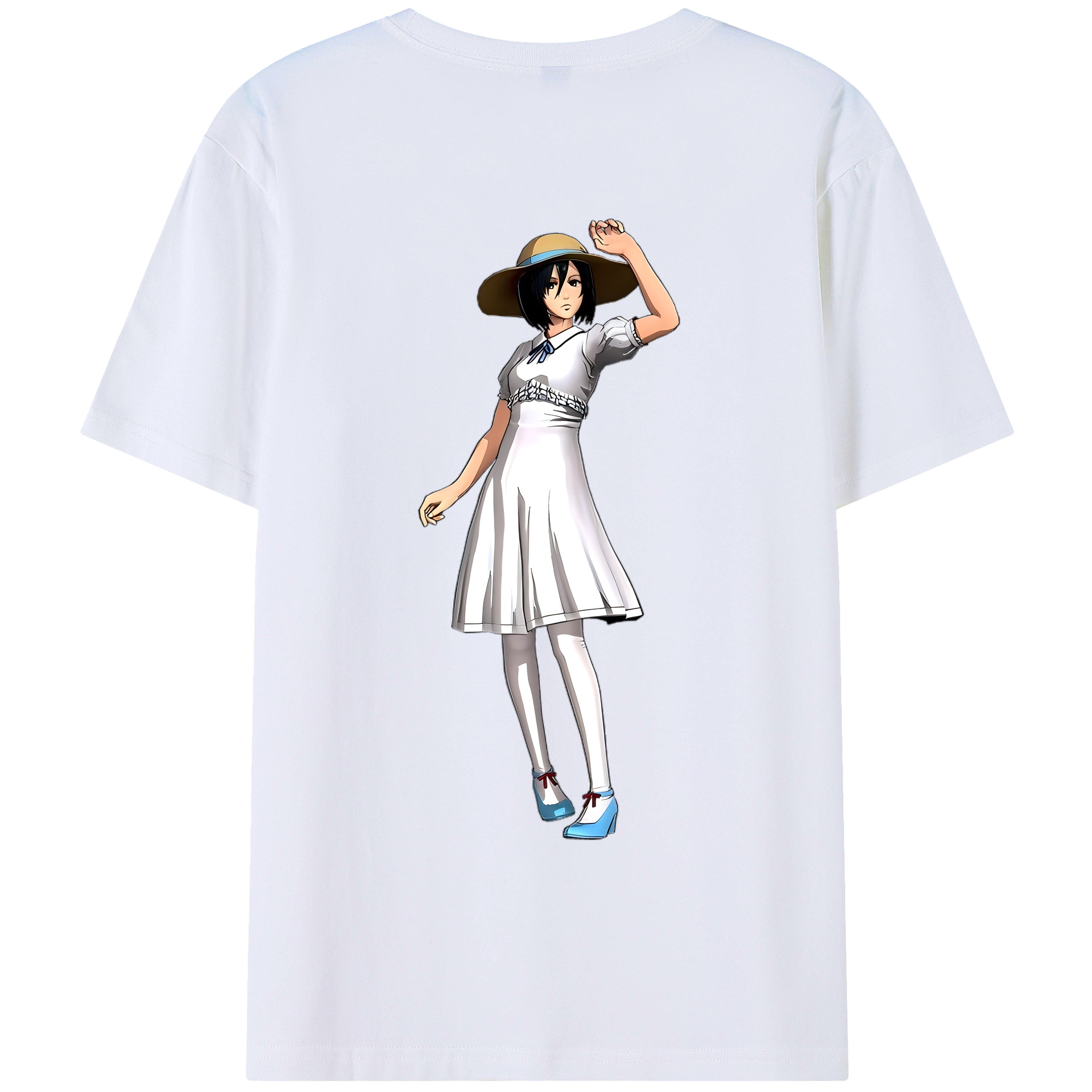 （画像用） 進撃の巨人 ミカサ·アッカーマン Attack on Titan Mikasa Ackerman 綿100％ メンズ半袖Tシャツ（バックプリント） 通気性