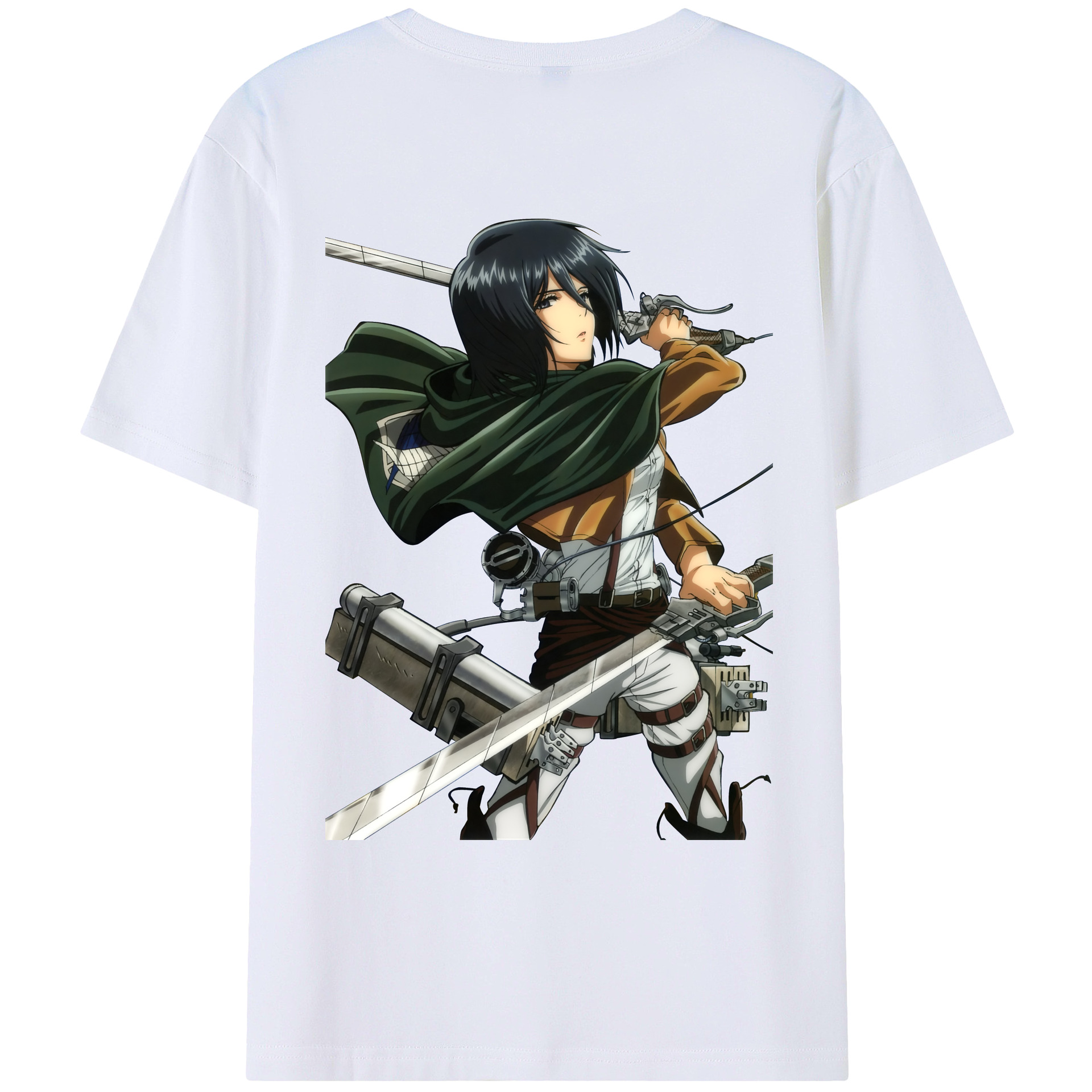 （画像用） 進撃の巨人 ミカサ·アッカーマン Attack on Titan Mikasa Ackerman 綿100％ メンズ半袖Tシャツ（バックプリント） 通気性
