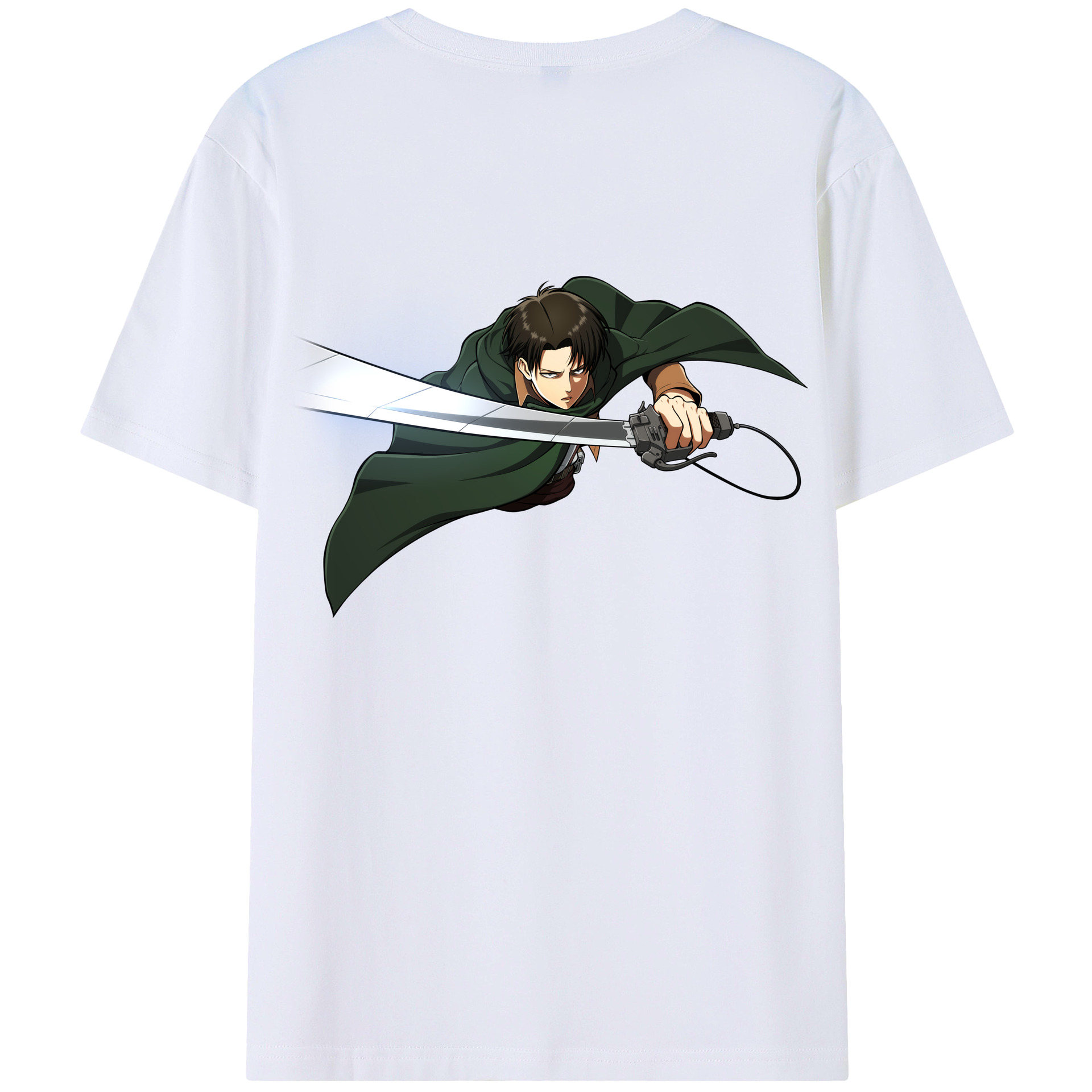 （画像用） 進撃の巨人 リヴァイ·アッカーマン Attack on Titan Levi Ackerman 綿100％ メンズ半袖Tシャツ（バックプリント） 通気性
