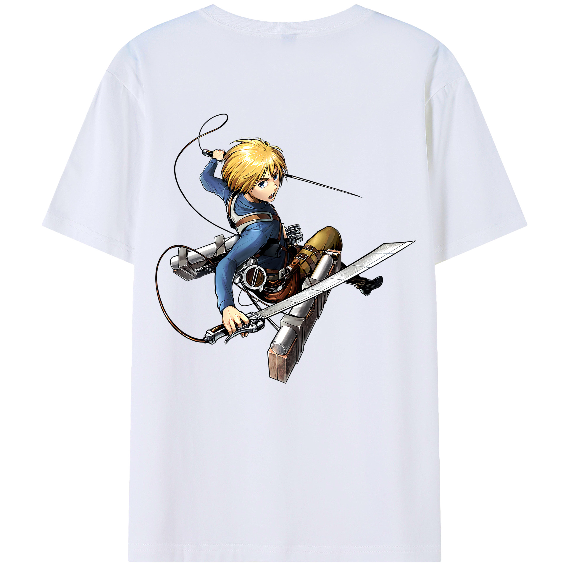 （画像用） 進撃の巨人 アルミン·アルレルト Attack on Titan Armin Arlert 綿100％ メンズ半袖Tシャツ（バックプリント） 通気性
