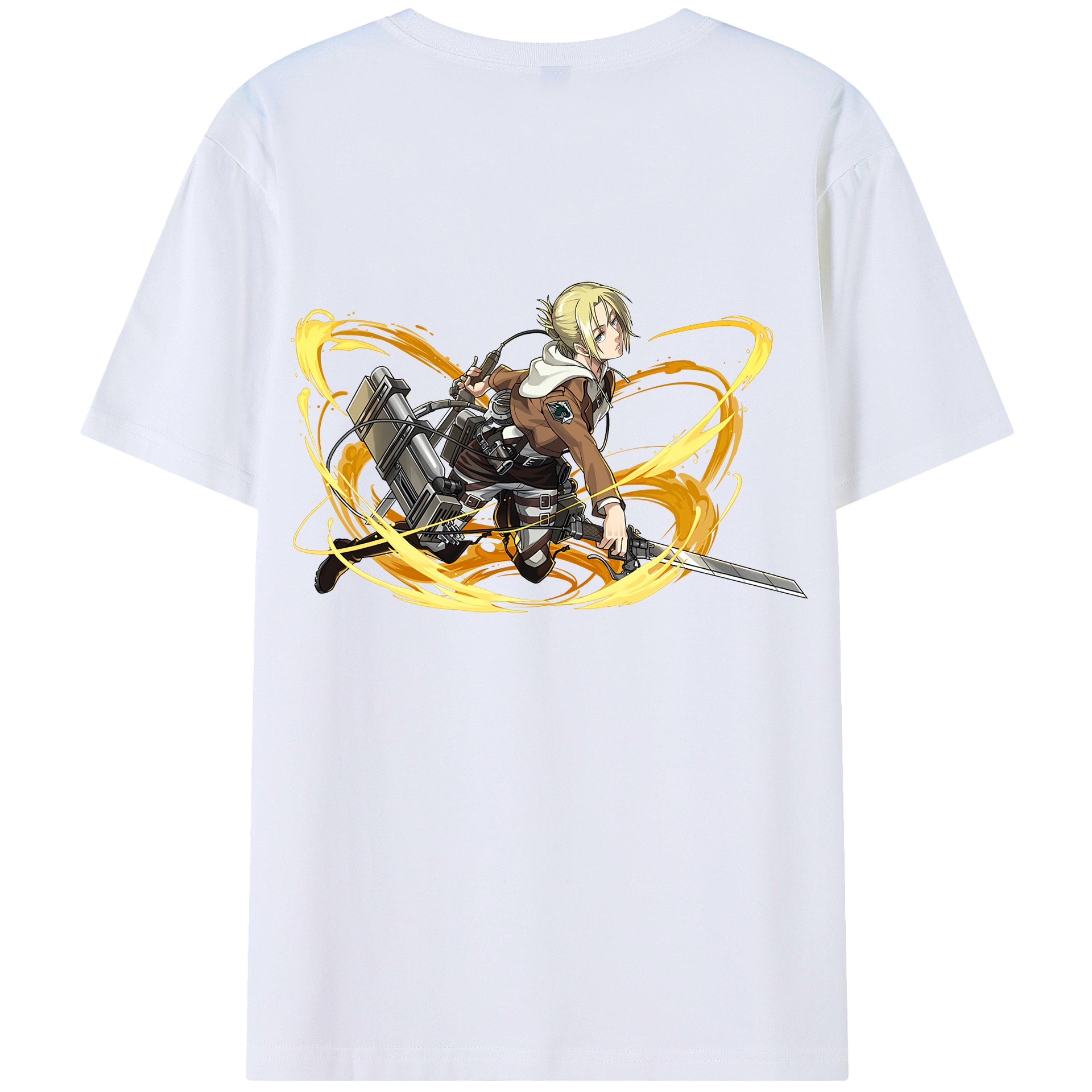 （画像用） 進撃の巨人 アニ・レオンハート Attack on Titan Annie Leonhart 綿100％ メンズ半袖Tシャツ（バックプリント） 通気性