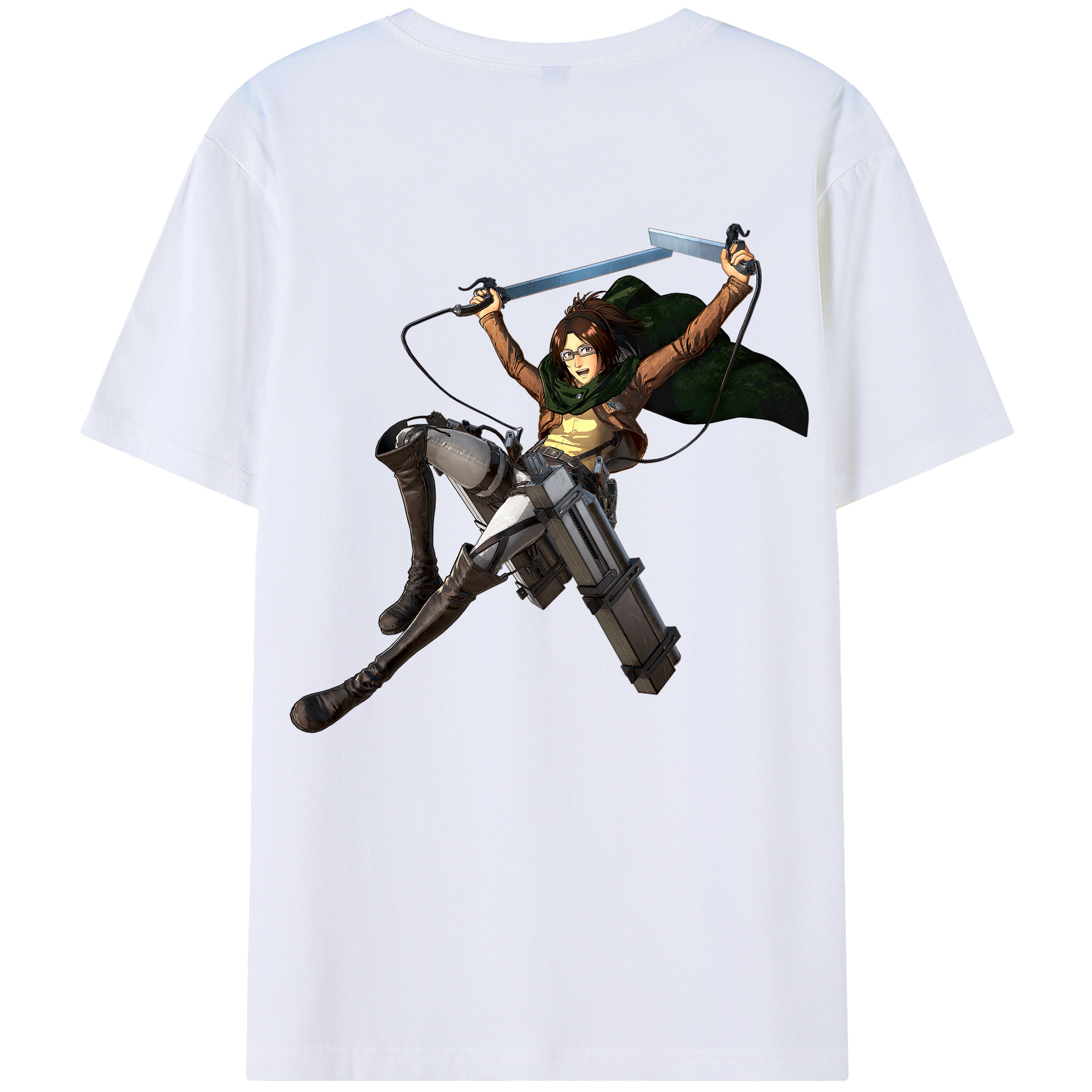 （画像用） 進撃の巨人 ハンジ·ゾエ Attack on Titan Hanji Zoe 綿100％ メンズ半袖Tシャツ（バックプリント） 通気性