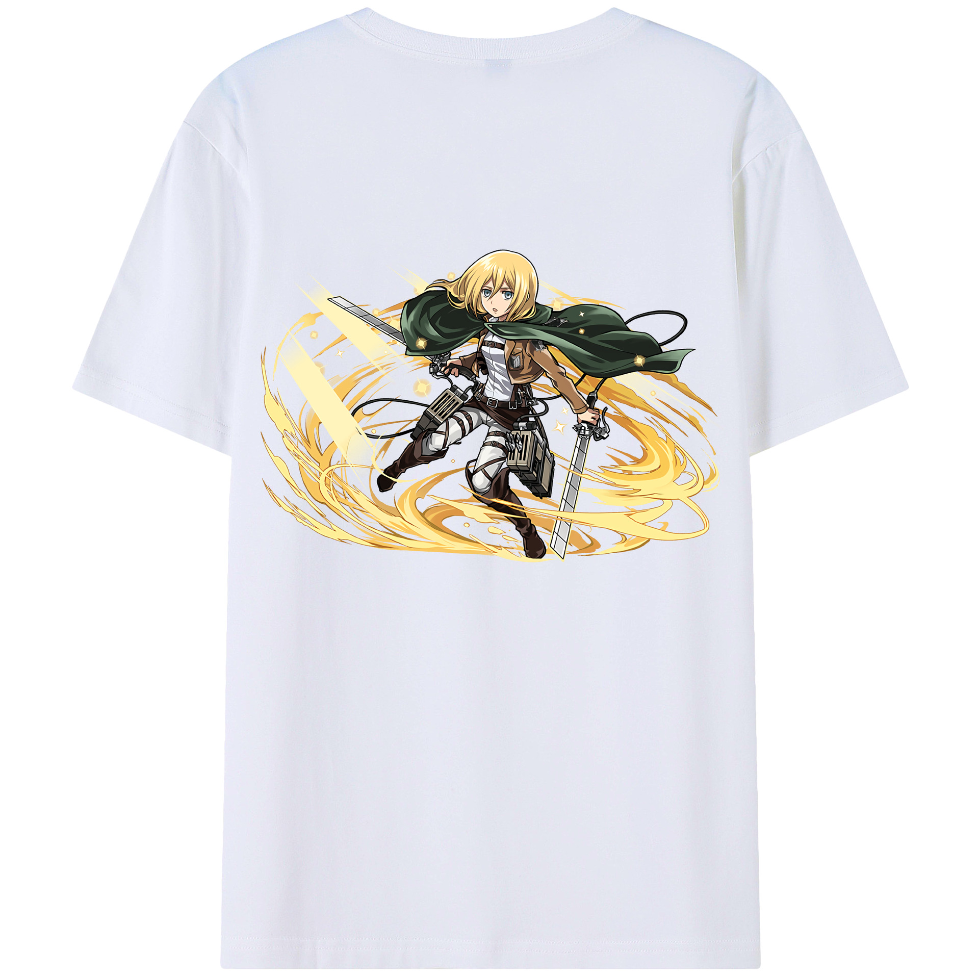 （画像用） 進撃の巨人 クリスタ·レンズ Attack on Titan Christa Lenz 綿100％ メンズ半袖Tシャツ（バックプリント） 通気性