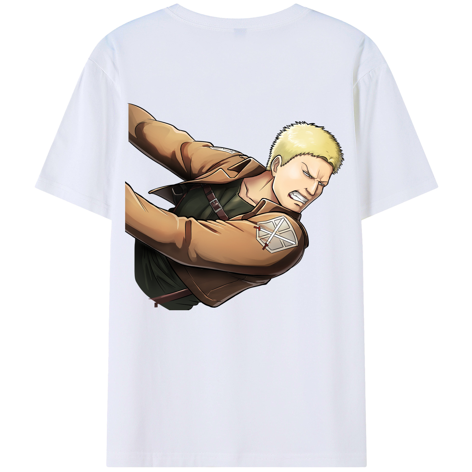 （画像用） 進撃の巨人 ライナー・ブラウン Attack on Titan Reiner Braun 綿100％ メンズ半袖Tシャツ（バックプリント） 通気性