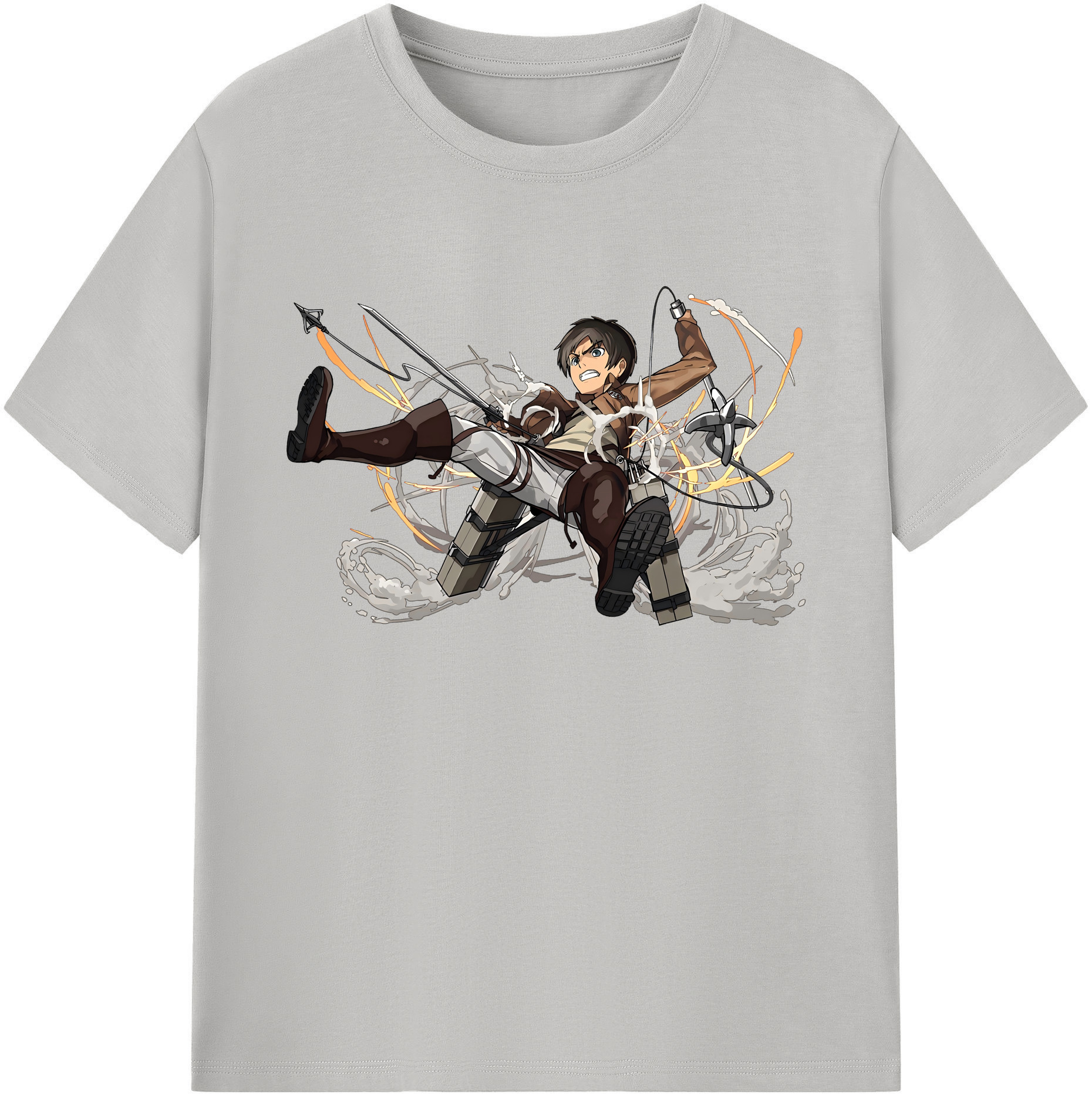 （画像用） 進撃の巨人 エレン･イェーガー Attack on Titan Eren Jäger 綿100％ メンズ半袖Tシャツ｜肌触りやわらか＆通気性