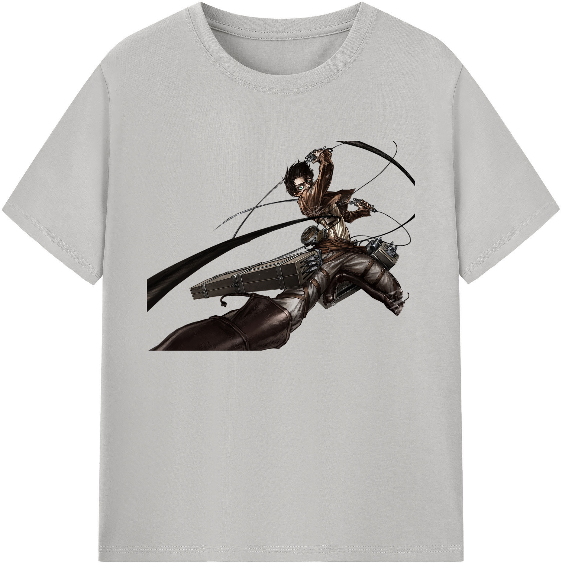 （画像用） 進撃の巨人 エレン･イェーガー Attack on Titan Eren Jäger 綿100％ メンズ半袖Tシャツ｜肌触りやわらか＆通気性