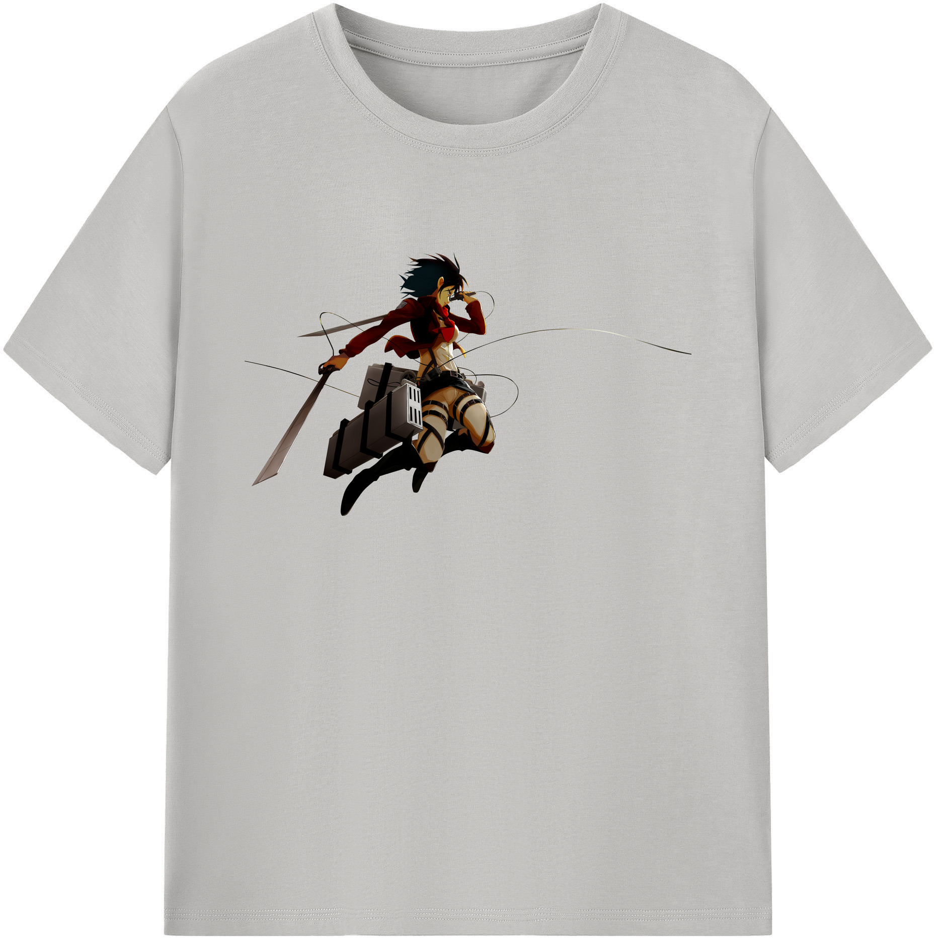 （画像用） 進撃の巨人 ミカサ·アッカーマン Attack on Titan Mikasa Ackerman 綿100％ メンズ半袖Tシャツ｜肌触りやわらか＆通気性
