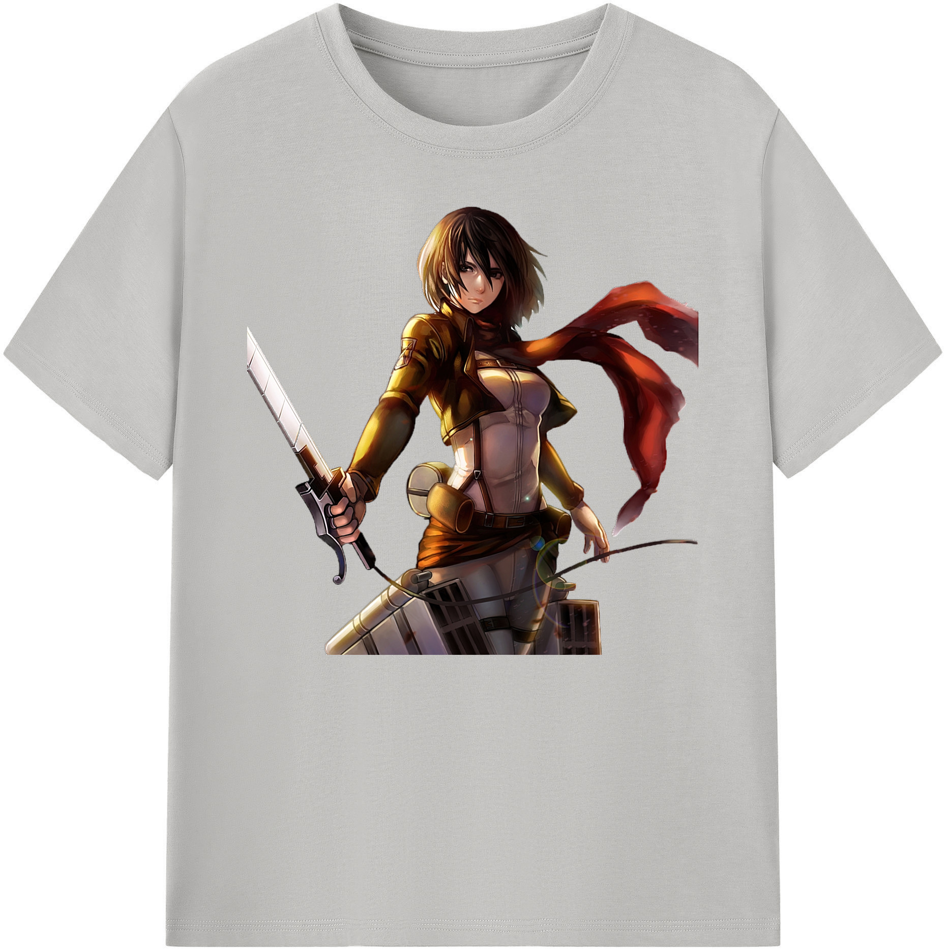 （画像用） 進撃の巨人 ミカサ·アッカーマン Attack on Titan Mikasa Ackerman 綿100％ メンズ半袖Tシャツ｜肌触りやわらか＆通気性