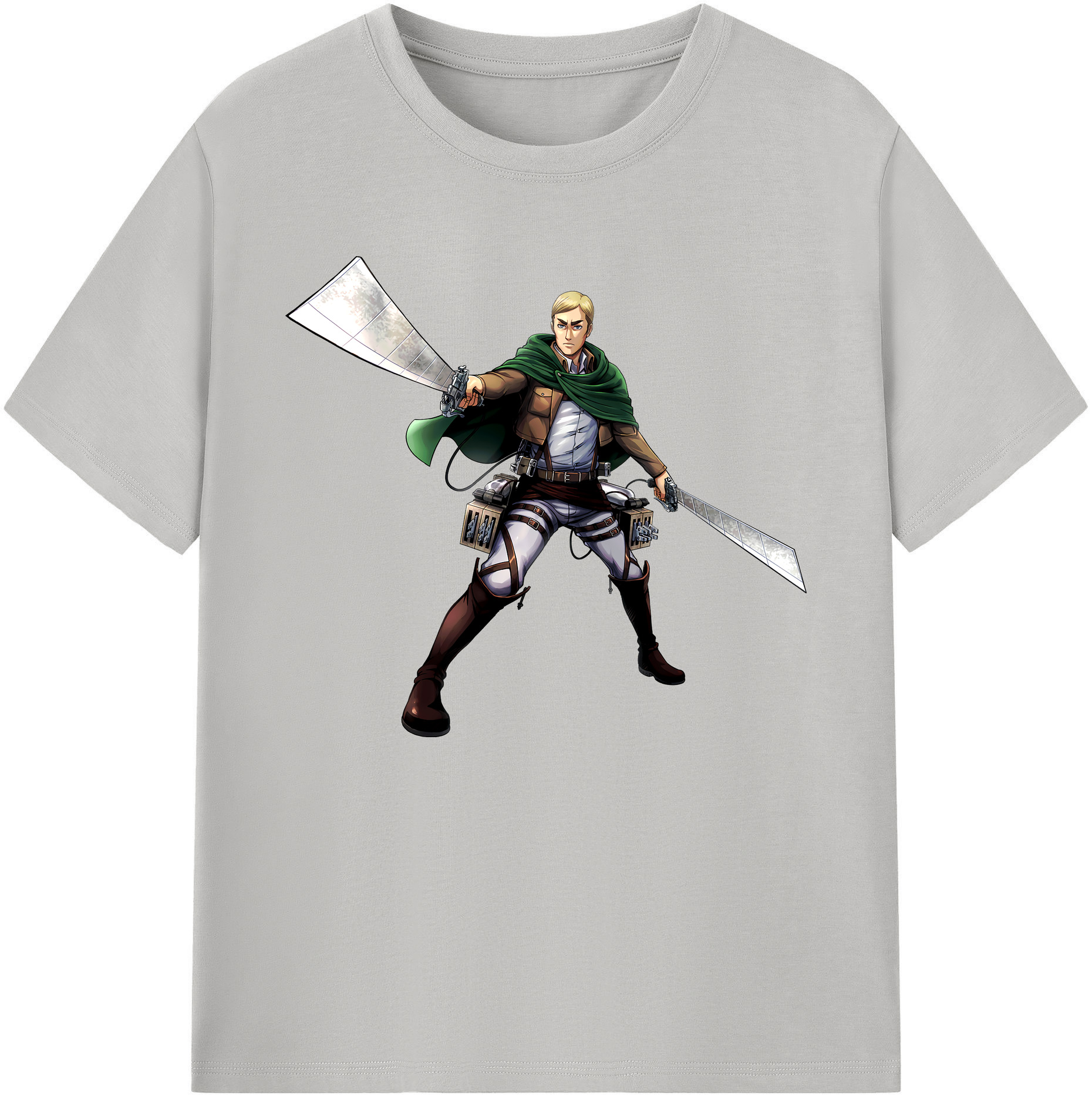 （画像用） 進撃の巨人 エルヴィン・スミス Attack on Titan Erwin Smith 綿100％ メンズ半袖Tシャツ｜肌触りやわらか＆通気性