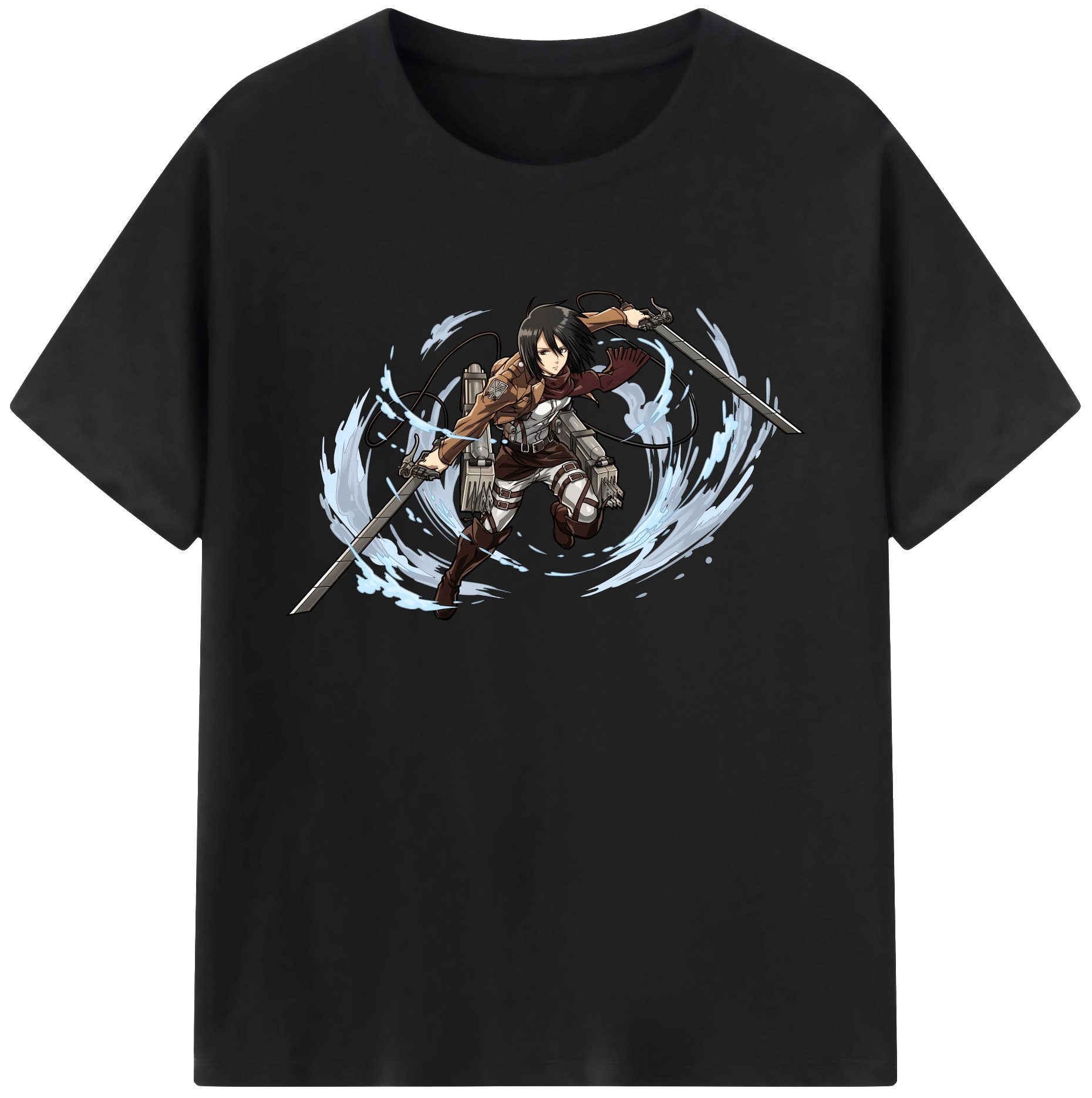 （画像用） 進撃の巨人 ミカサ·アッカーマン Attack on Titan Mikasa Ackerman 綿100％ メンズ半袖Tシャツ｜肌触りやわらか＆通気性