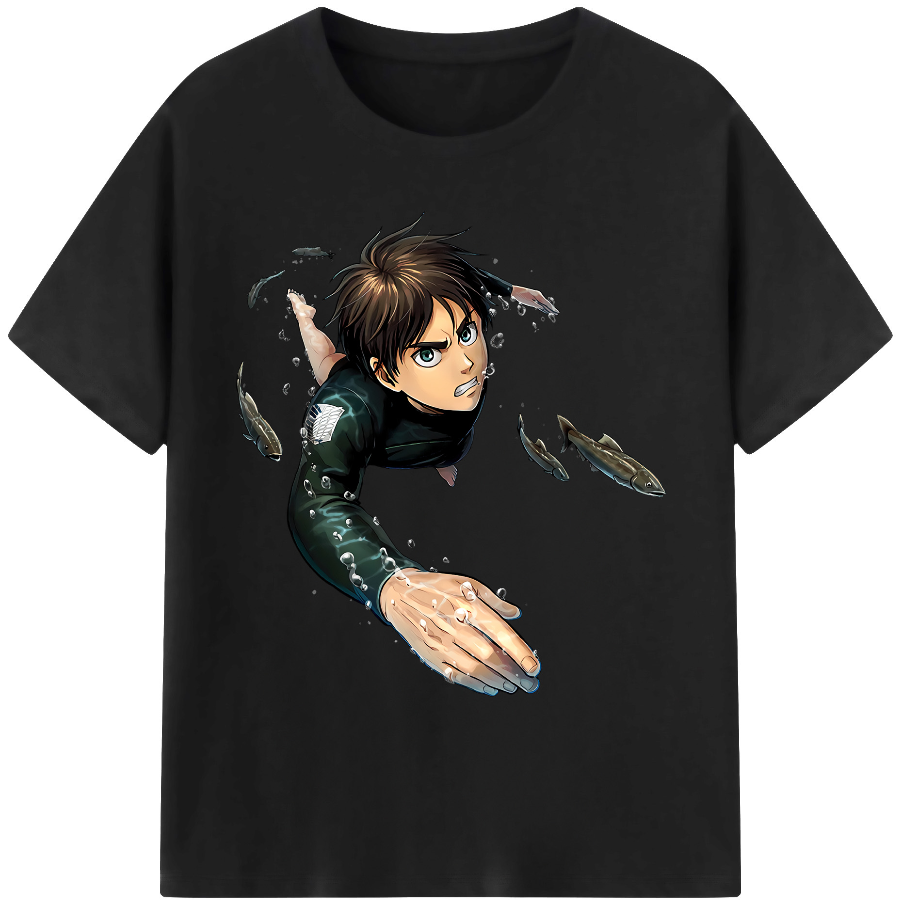 （画像用） 進撃の巨人 エレン･イェーガー Attack on Titan Eren Jäger 綿100％ メンズ半袖Tシャツ｜肌触りやわらか＆通気性
