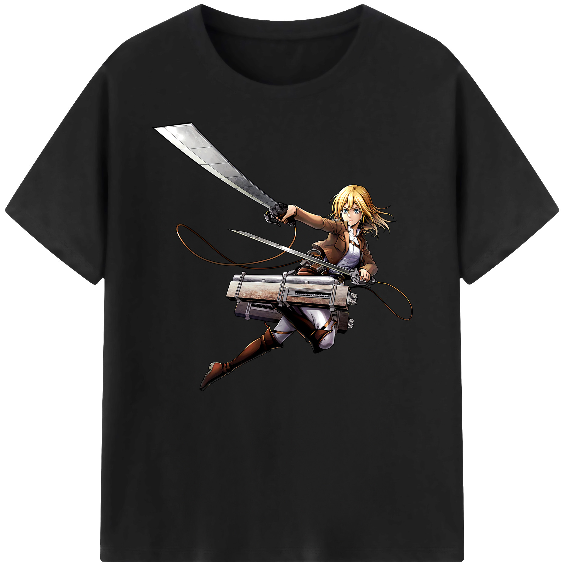 （画像用） 進撃の巨人 クリスタ·レンズ Attack on Titan Christa Lenz 綿100％ メンズ半袖Tシャツ｜肌触りやわらか＆通気性
