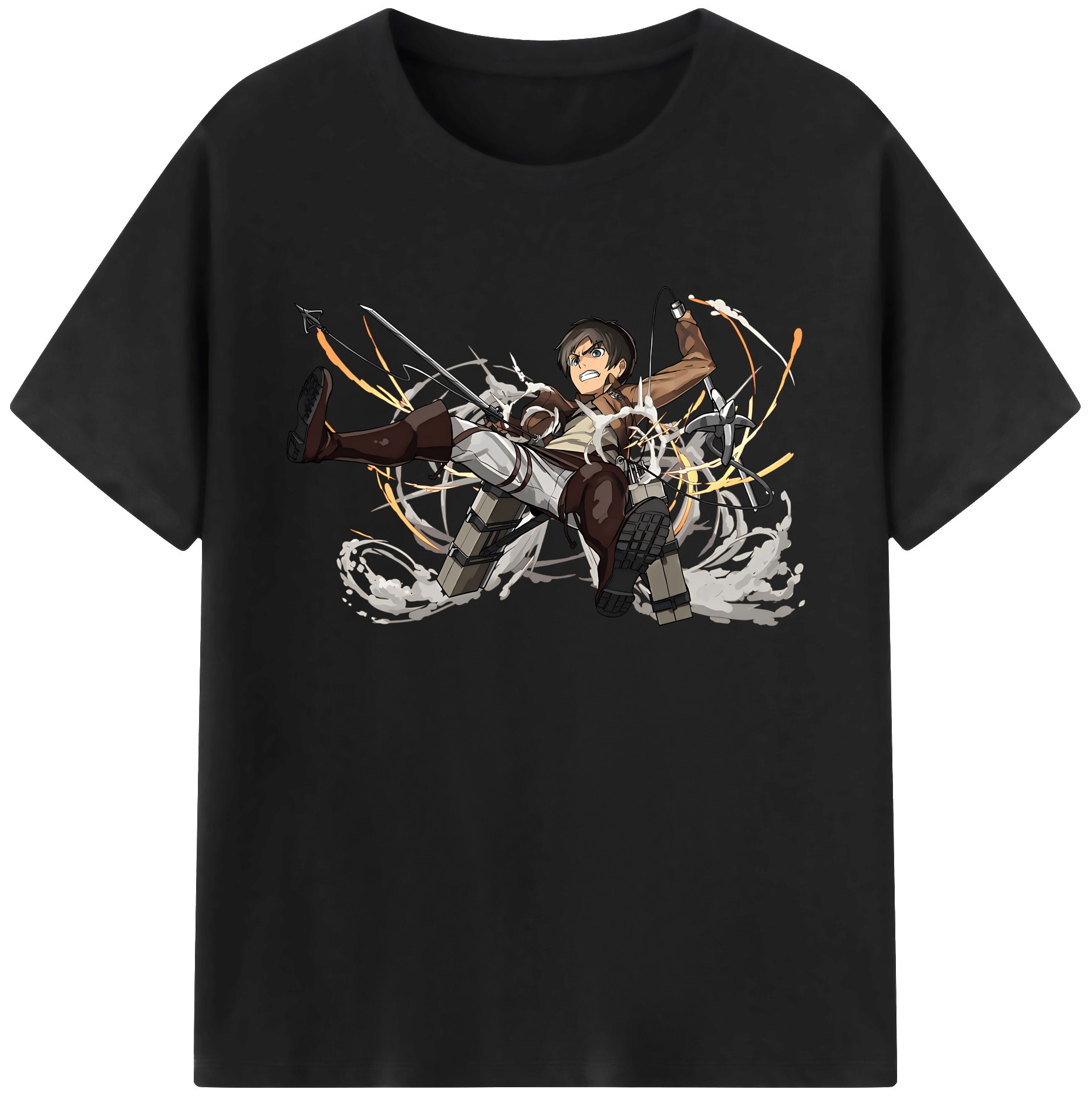（画像用） 進撃の巨人 エレン･イェーガー Attack on Titan Eren Jäger 綿100％ メンズ半袖Tシャツ｜肌触りやわらか＆通気性