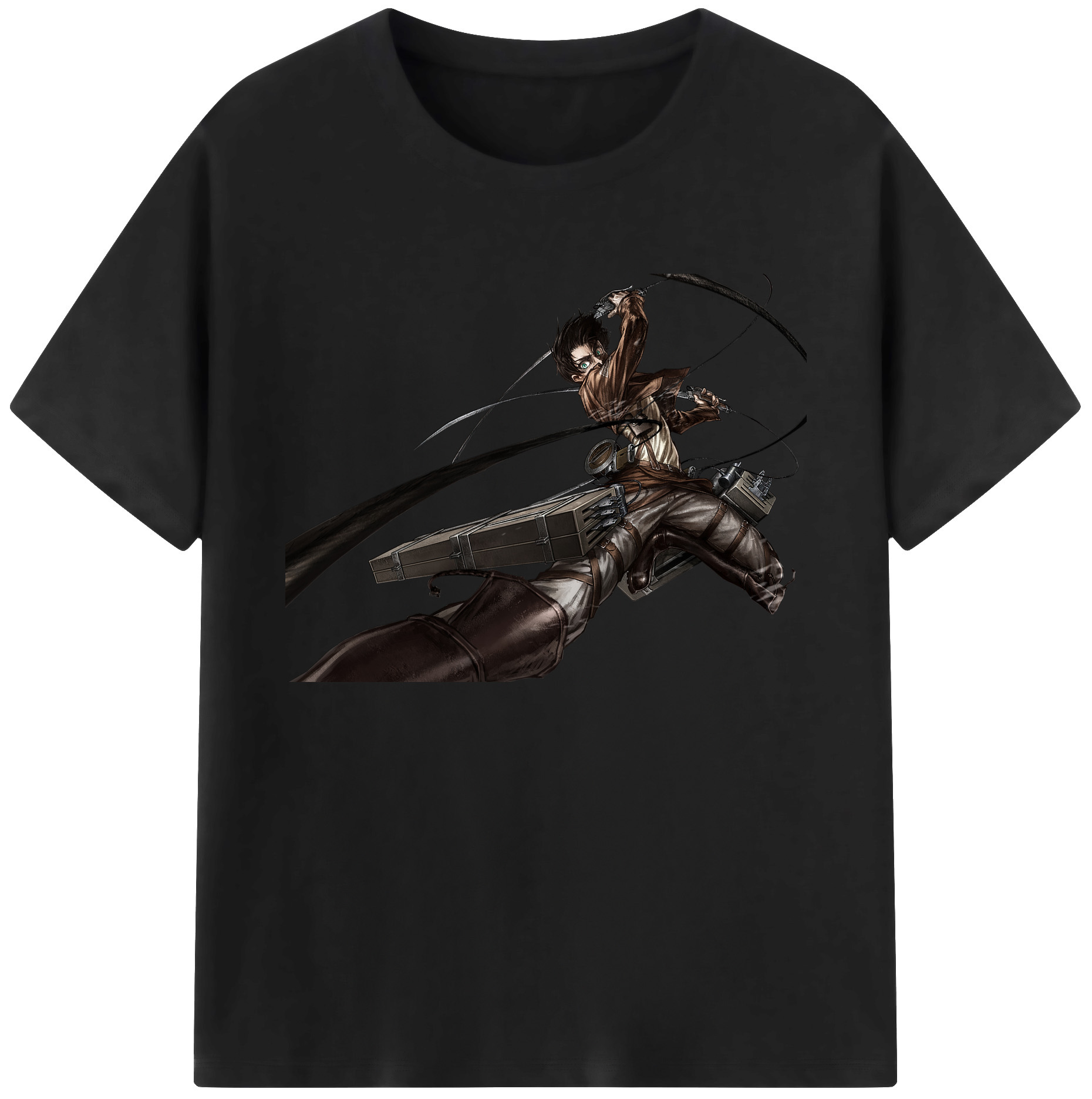 （画像用） 進撃の巨人 エレン･イェーガー Attack on Titan Eren Jäger 綿100％ メンズ半袖Tシャツ｜肌触りやわらか＆通気性