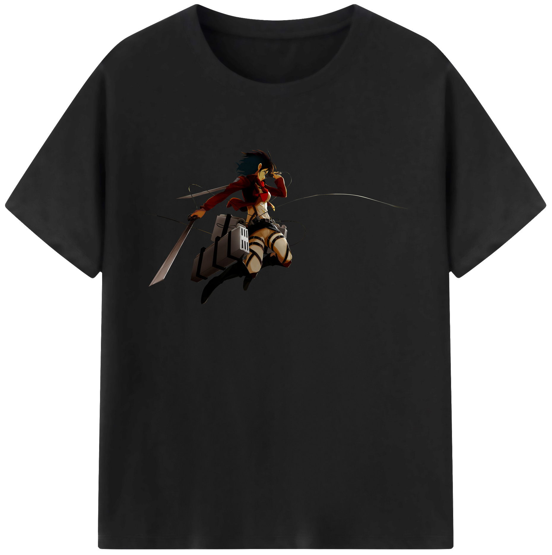 （画像用） 進撃の巨人 ミカサ·アッカーマン Attack on Titan Mikasa Ackerman 綿100％ メンズ半袖Tシャツ｜肌触りやわらか＆通気性