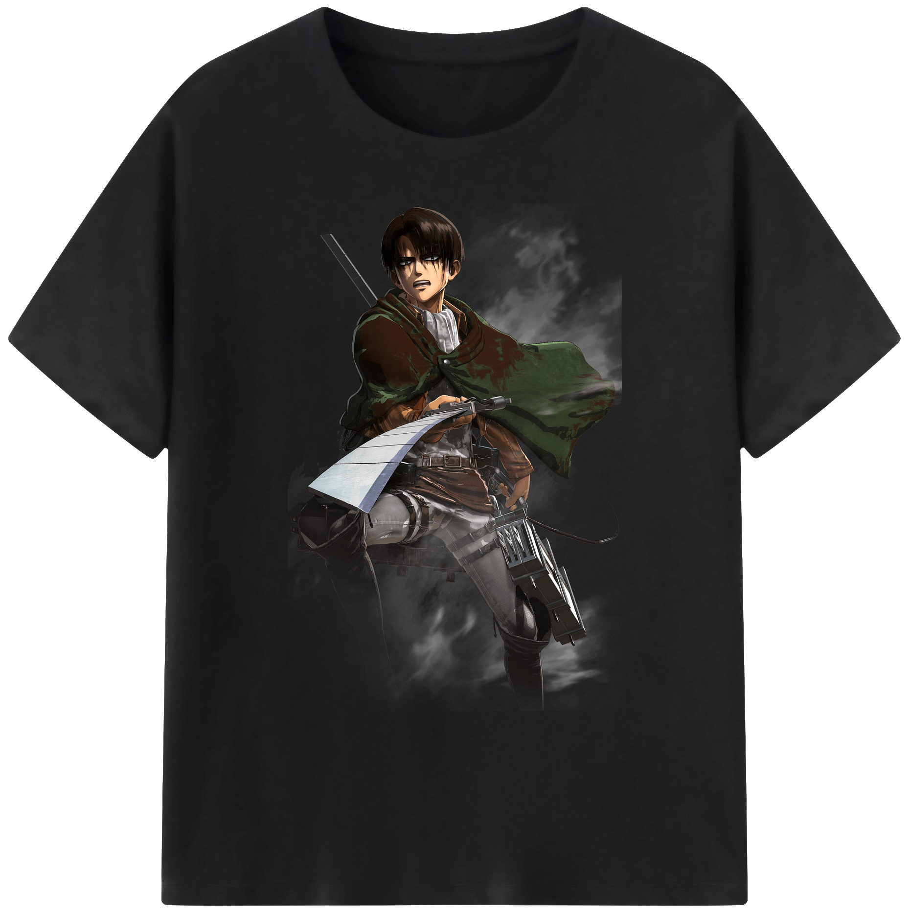 （画像用） 進撃の巨人 リヴァイ·アッカーマン Attack on Titan Levi Ackerman 綿100％ メンズ半袖Tシャツ｜肌触りやわらか＆通気性