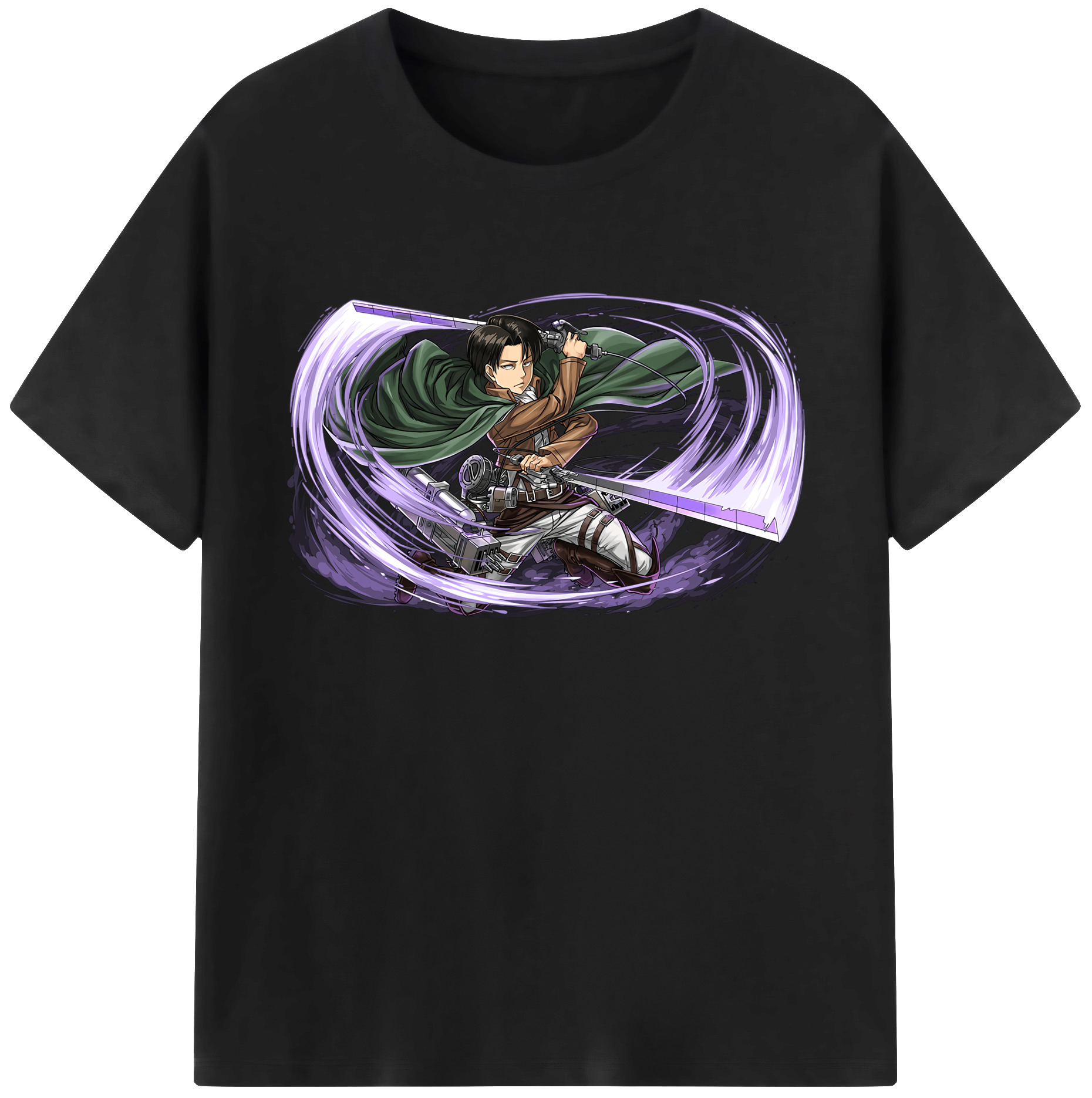 （画像用） 進撃の巨人 リヴァイ·アッカーマン Attack on Titan Levi Ackerman 綿100％ メンズ半袖Tシャツ｜肌触りやわらか＆通気性