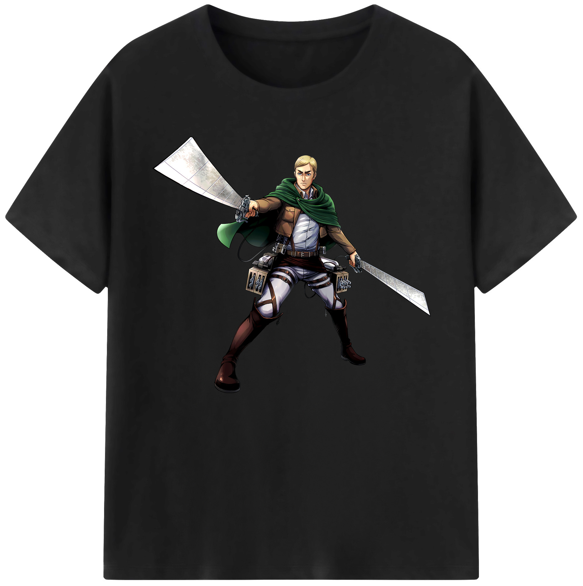 （画像用） 進撃の巨人 エルヴィン・スミス Attack on Titan Erwin Smith 綿100％ メンズ半袖Tシャツ｜肌触りやわらか＆通気性