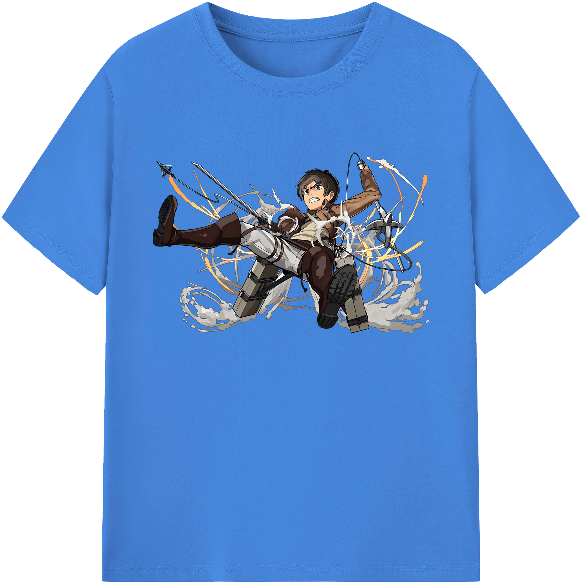 （画像用） 進撃の巨人 エレン･イェーガー Attack on Titan Eren Jäger 綿100％ メンズ半袖Tシャツ｜肌触りやわらか＆通気性