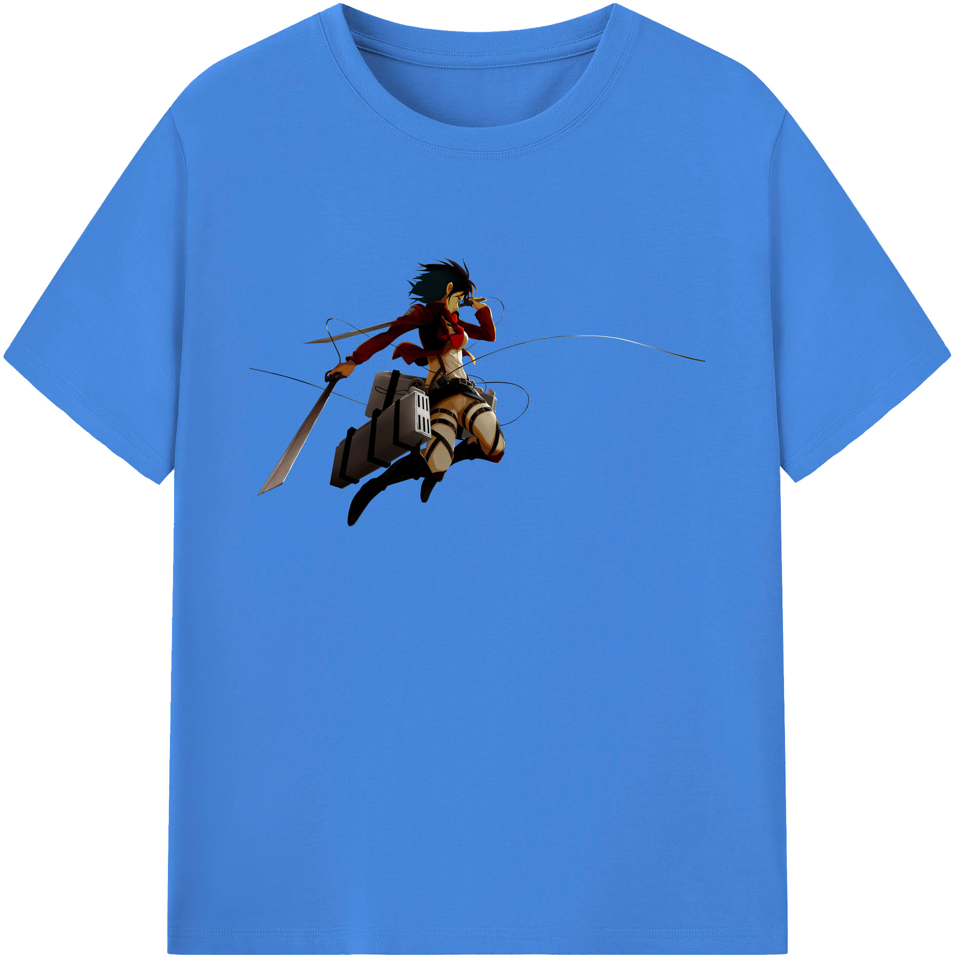 （画像用） 進撃の巨人 ミカサ·アッカーマン Attack on Titan Mikasa Ackerman 綿100％ メンズ半袖Tシャツ｜肌触りやわらか＆通気性