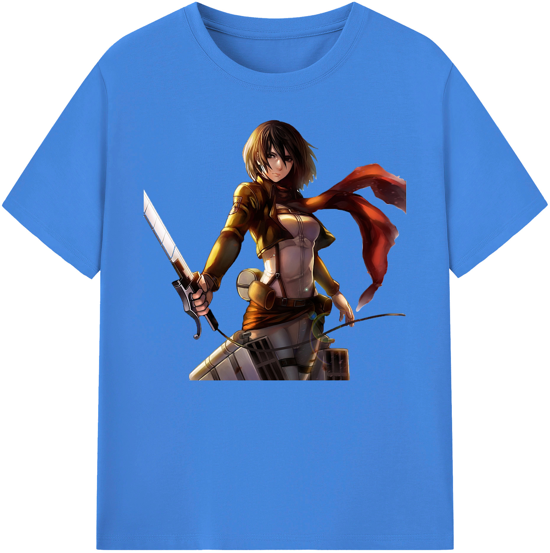 （画像用） 進撃の巨人 ミカサ·アッカーマン Attack on Titan Mikasa Ackerman 綿100％ メンズ半袖Tシャツ｜肌触りやわらか＆通気性