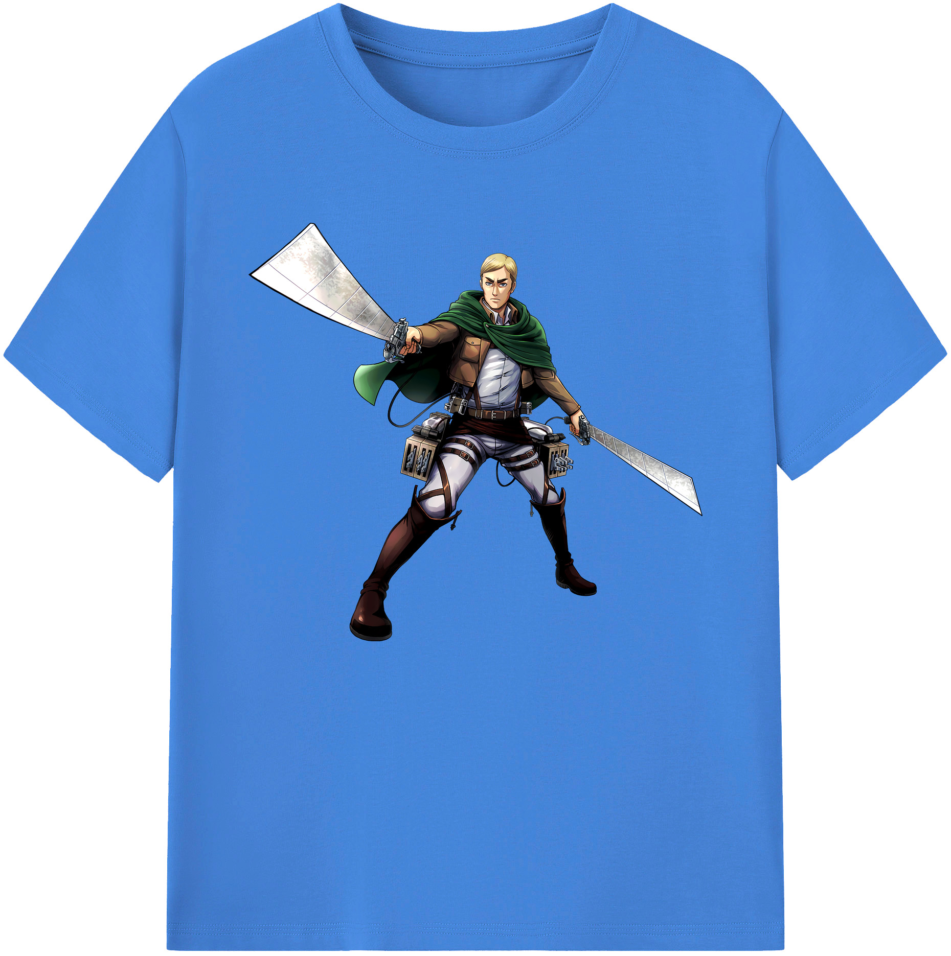 （画像用） 進撃の巨人 エルヴィン・スミス Attack on Titan Erwin Smith 綿100％ メンズ半袖Tシャツ｜肌触りやわらか＆通気性