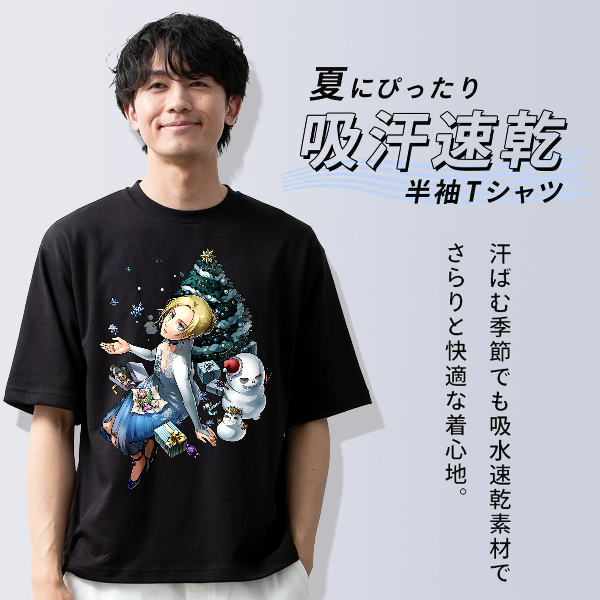 進撃の巨人 アニ・レオンハート Attack on Titan Annie Leonhart 綿100％ メンズ半袖Tシャツ｜肌触りやわらか＆通気性